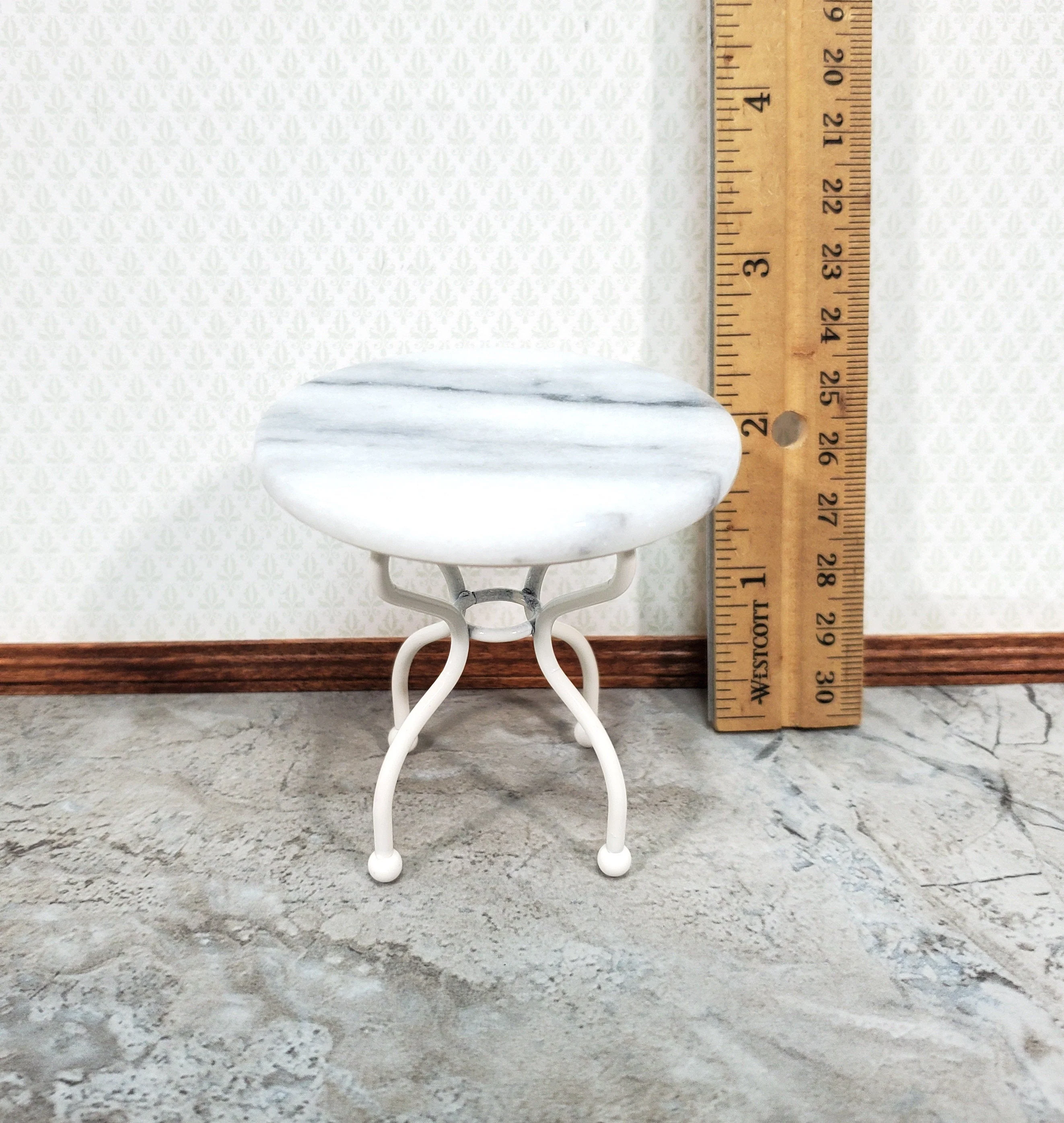 Dollhouse Patio Table Faux Marble Top White 1:12 Scale Fairy Garden Miniature - Image 2