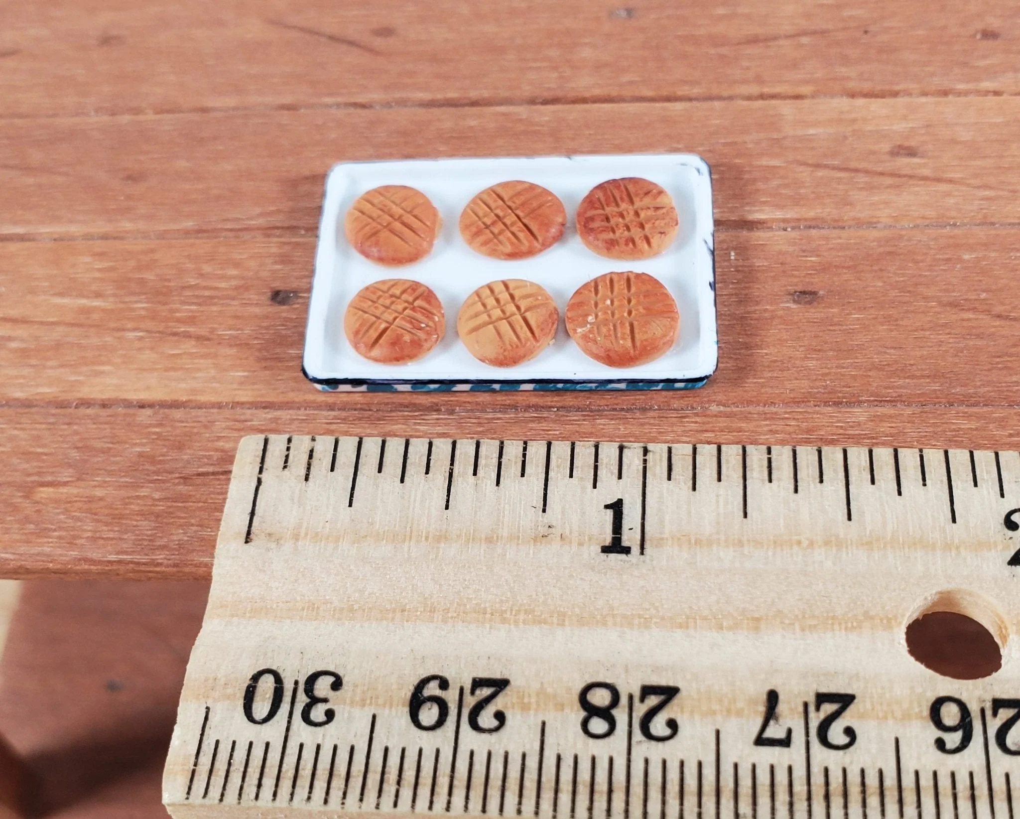 Dollhouse Peanut Butter Cookies on Baking Tray 1:12 Scale Miniature Handmade - Image 4