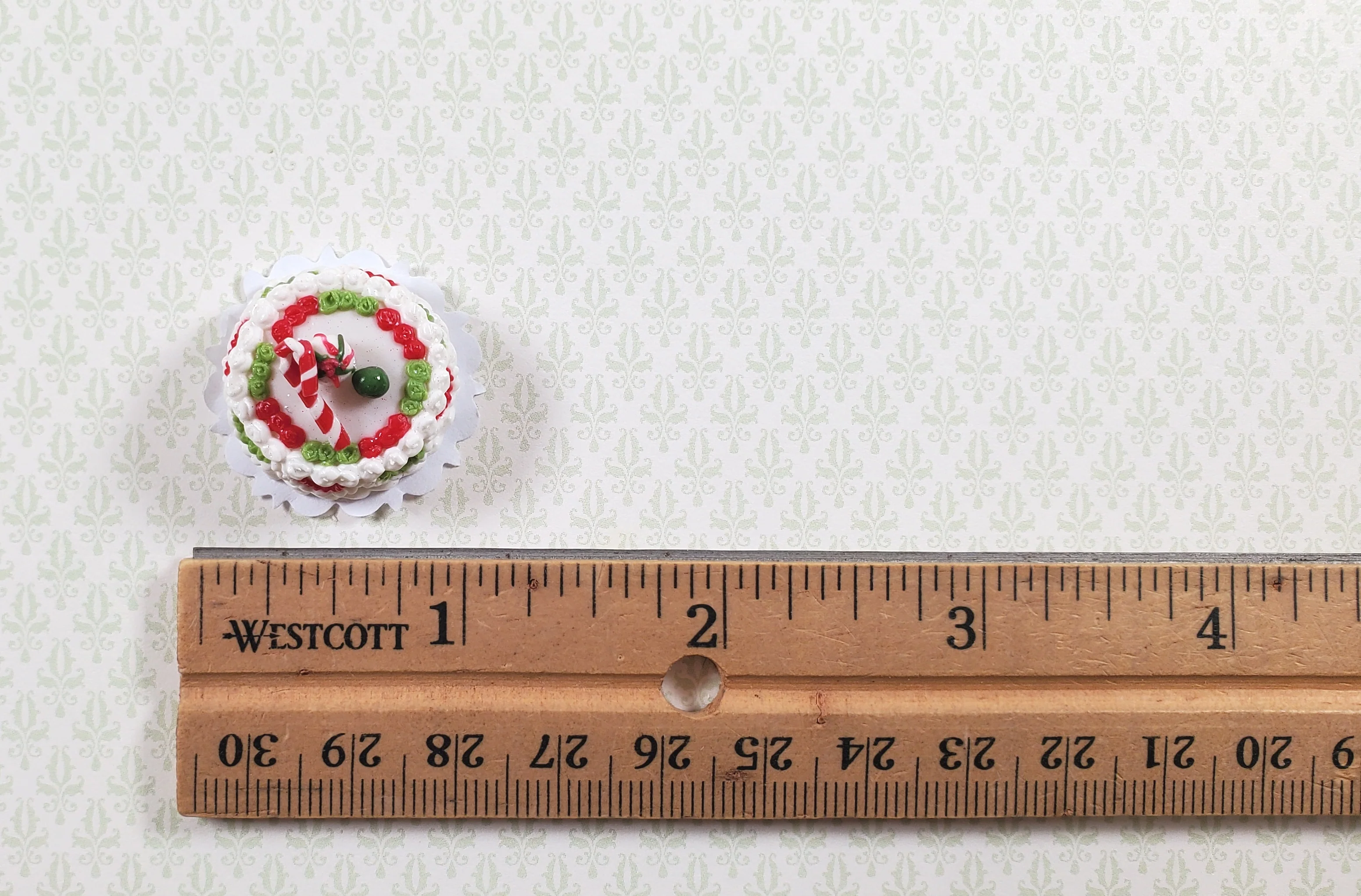 Dollhouse Peppermint Candy Cane Xmas Cake 1:12 Scale Miniature Food Bakery - Image 3