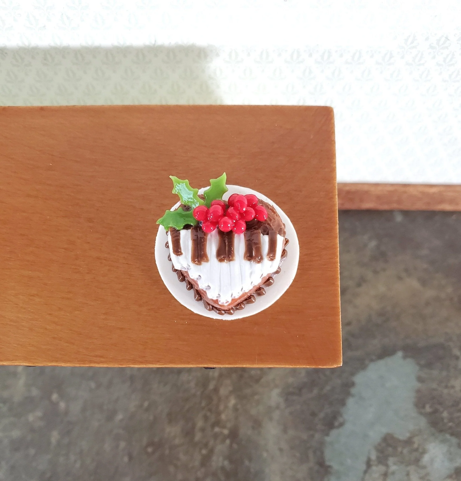 Dollhouse Piano Cake Chocolate Heart Shaped 1:12 Scale Miniature Dessert Food - Image 3