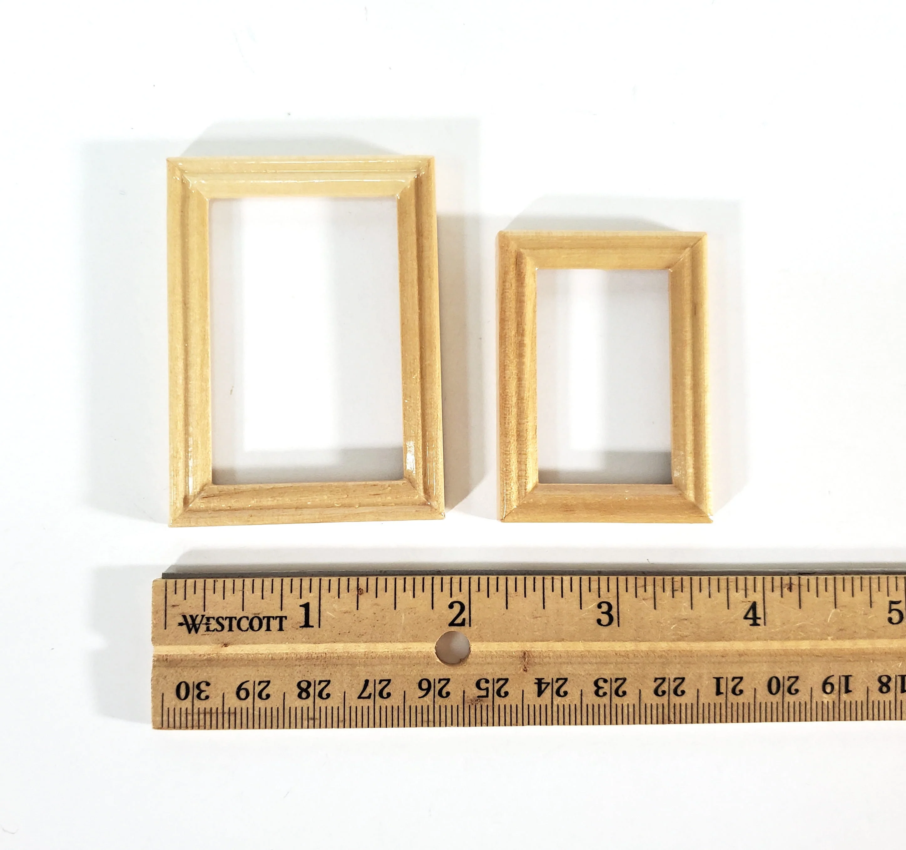 Dollhouse Picture Frames Set of 2 Sizes Wood Light Oak Finish 1:12 Scale Miniatures - Image 4