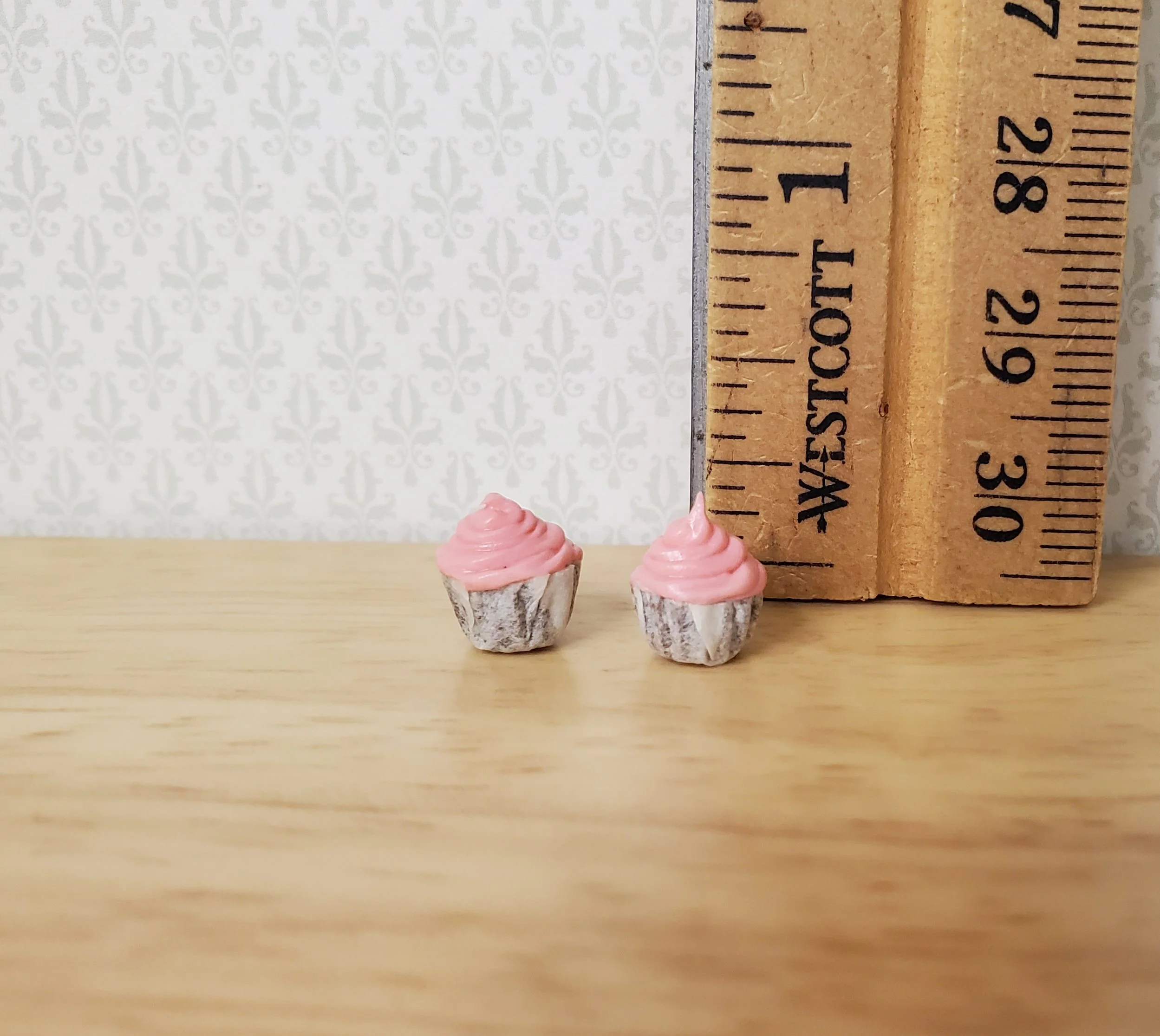 Dollhouse Pink Frosting Cupcakes Set of 2 1:12 Scale Miniature Food - Image 3