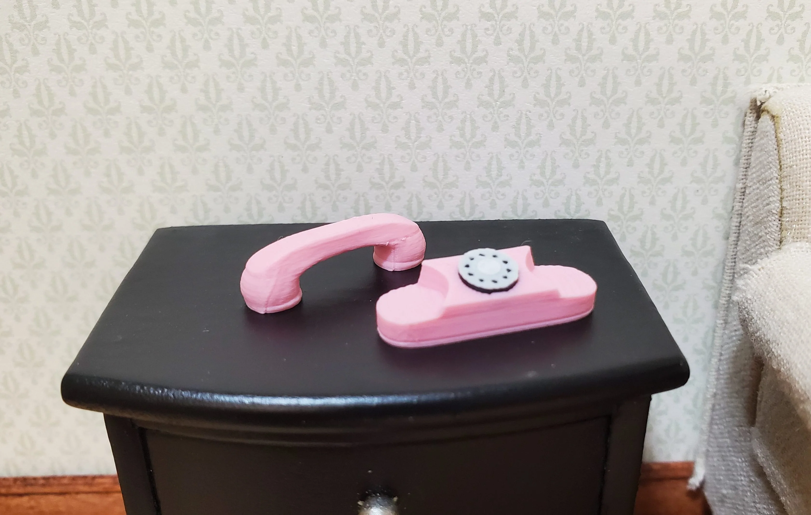 Dollhouse Pink Princess Telephone Dial Phone Modern 1950s 1:12 Scale Miniature - Image 3