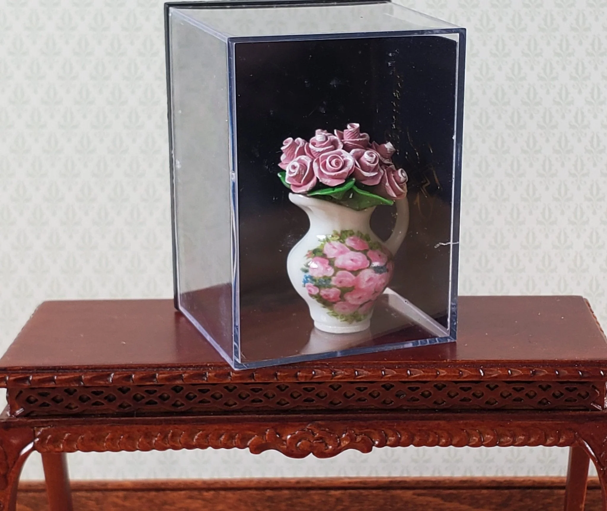 Dollhouse Pink Roses In Reutter Porcelain Pitcher Vase 1:12 Scale Miniature - Image 3