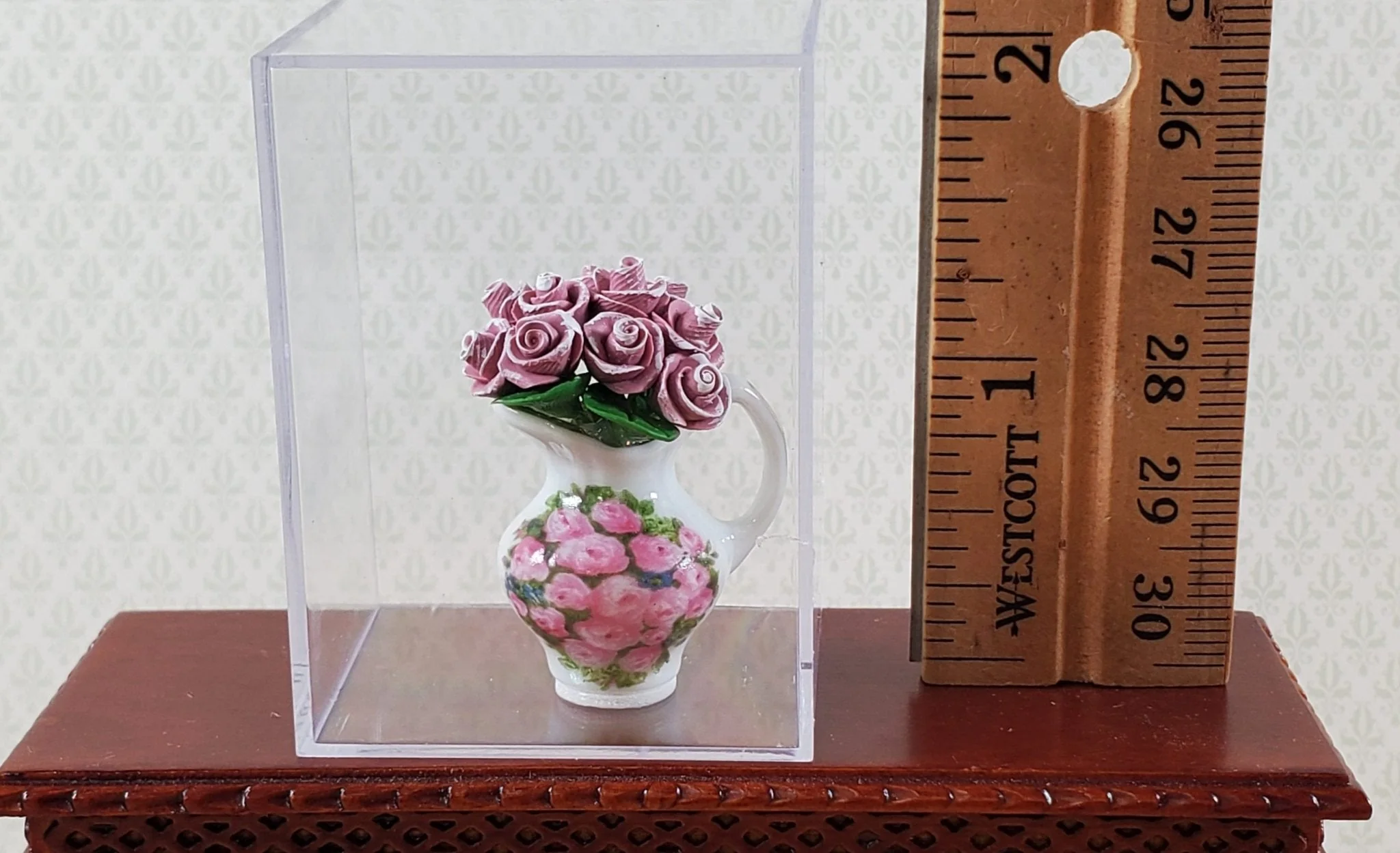 Dollhouse Pink Roses In Reutter Porcelain Pitcher Vase 1:12 Scale Miniature - Image 4
