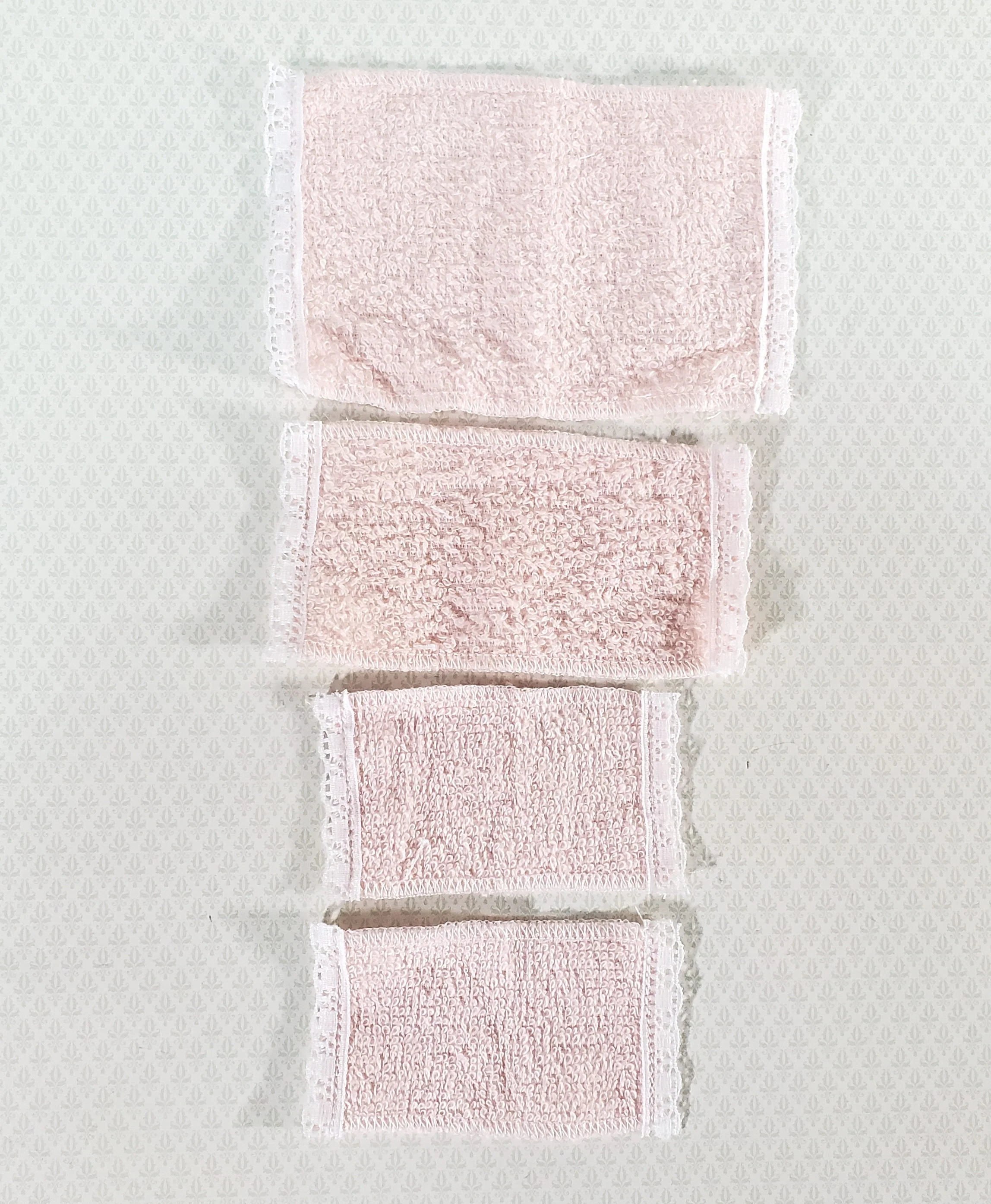 Dollhouse Pink Towels with Lace Set of 4 Bath 1:12 Scale Miniature Bathroom - Image 2
