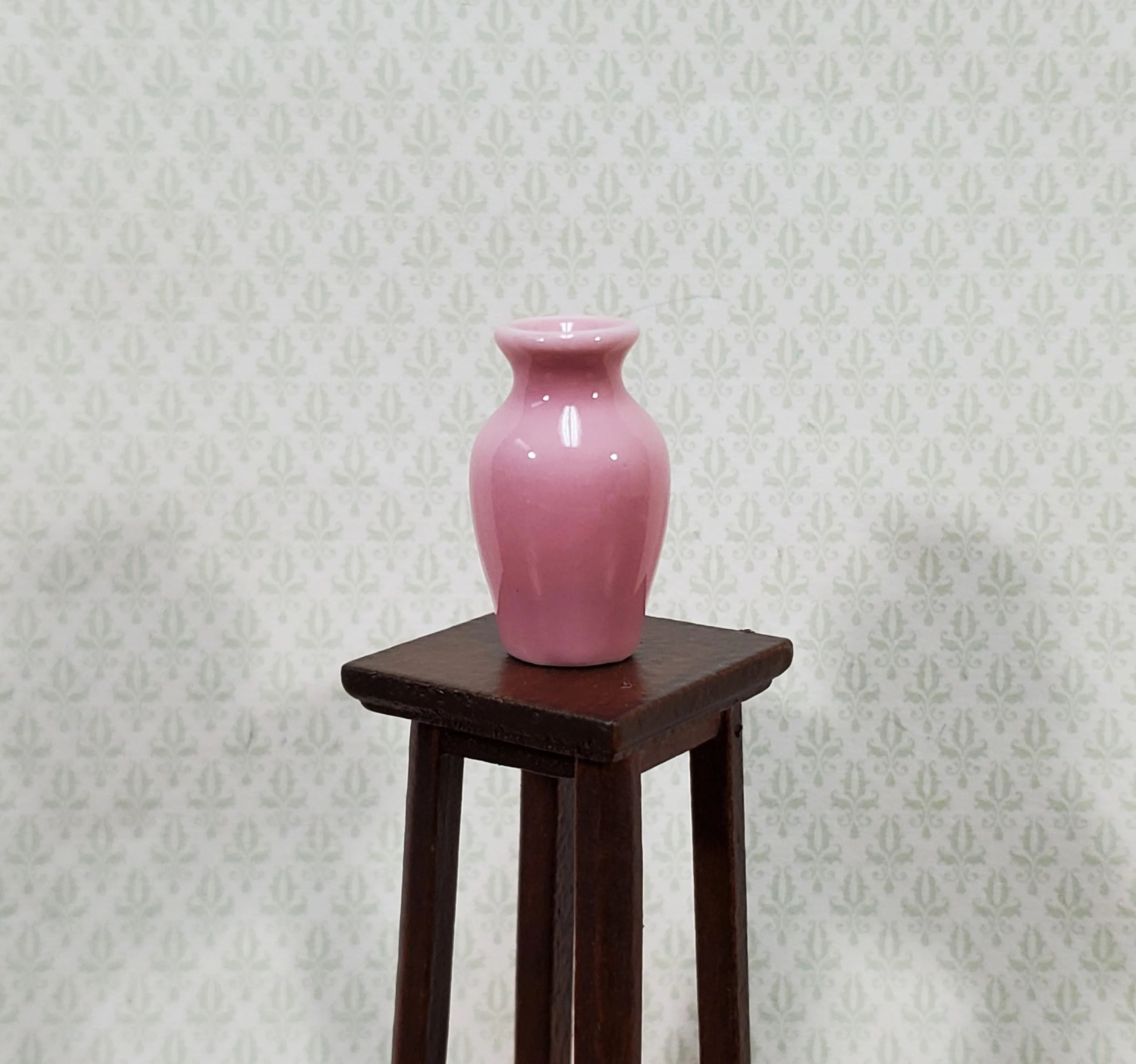 Dollhouse Pink Vase Tall Ceramic for Flowers or Decoration 1:12 Scale Miniature - Image 2