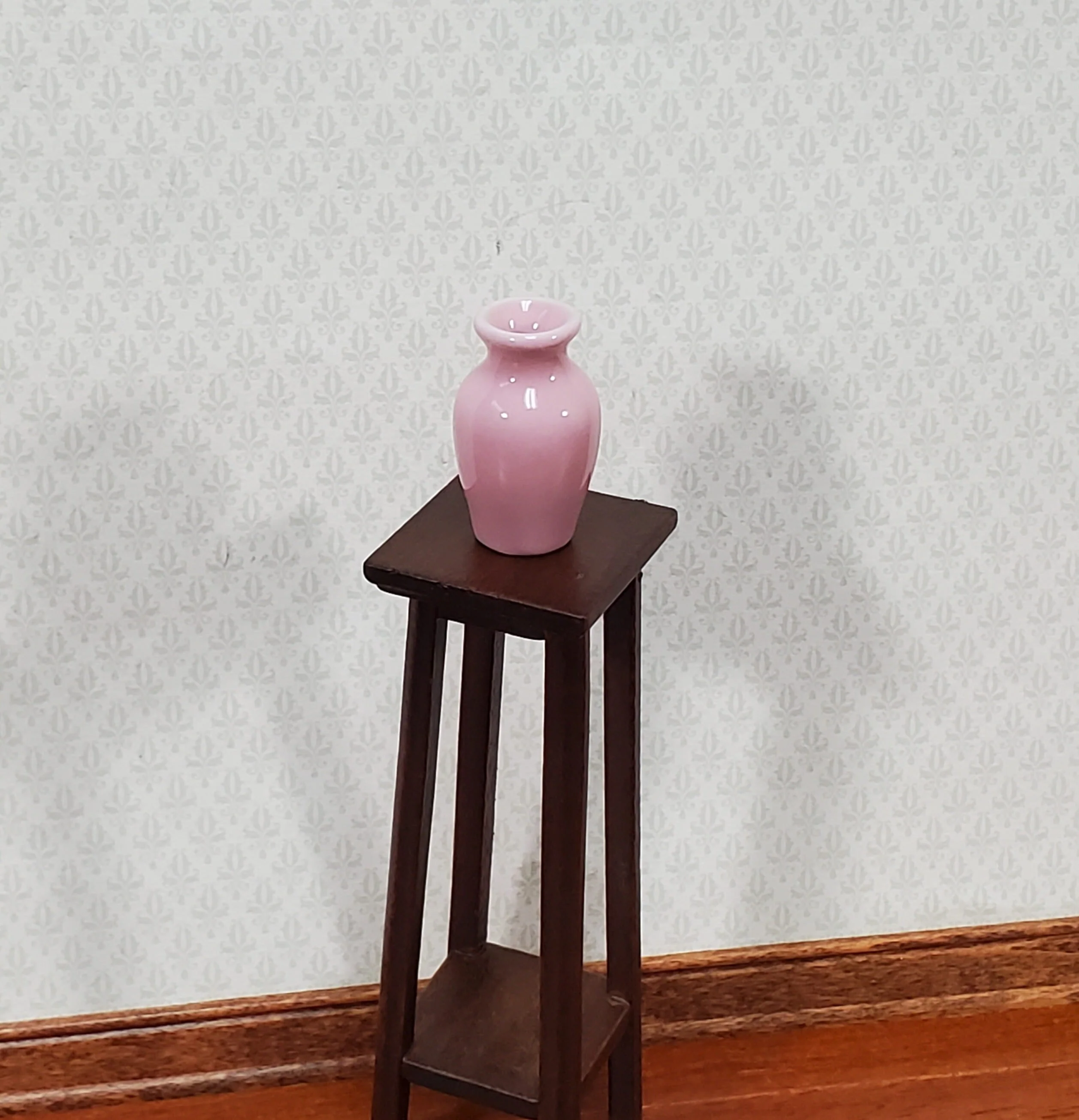 Dollhouse Pink Vase Tall Ceramic for Flowers or Decoration 1:12 Scale Miniature - Image 3