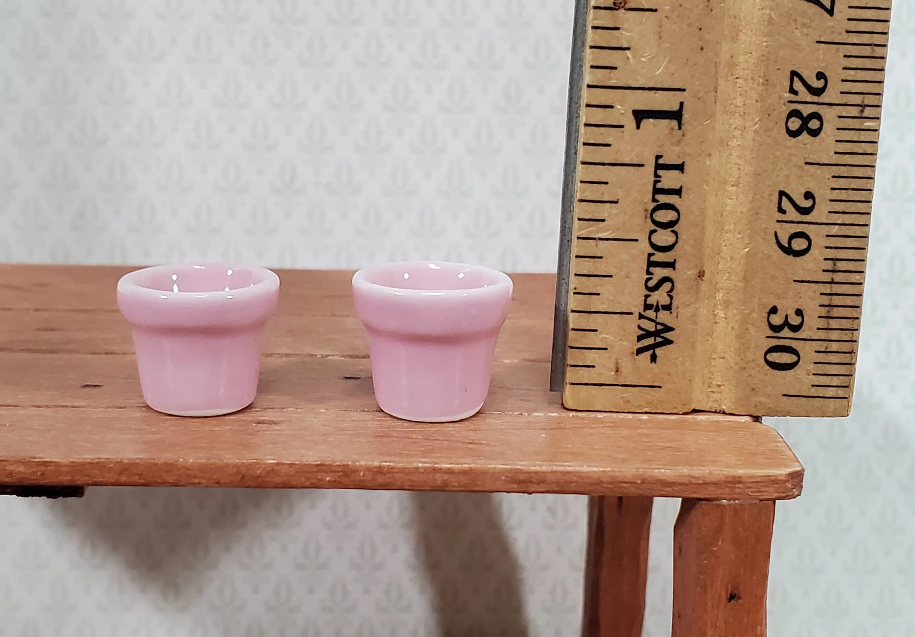 Dollhouse Planters Pink Set of 2 Small Ceramic Miniature Garden Pots - Image 3