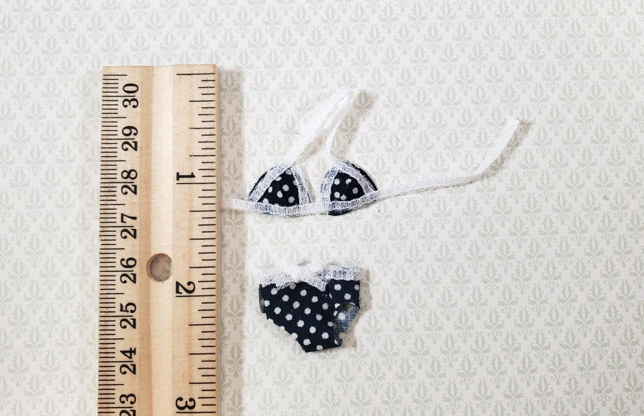 Dollhouse Polka Dot Bikini Navy Blue and White 1:12 Miniature Decoration Only - Image 3