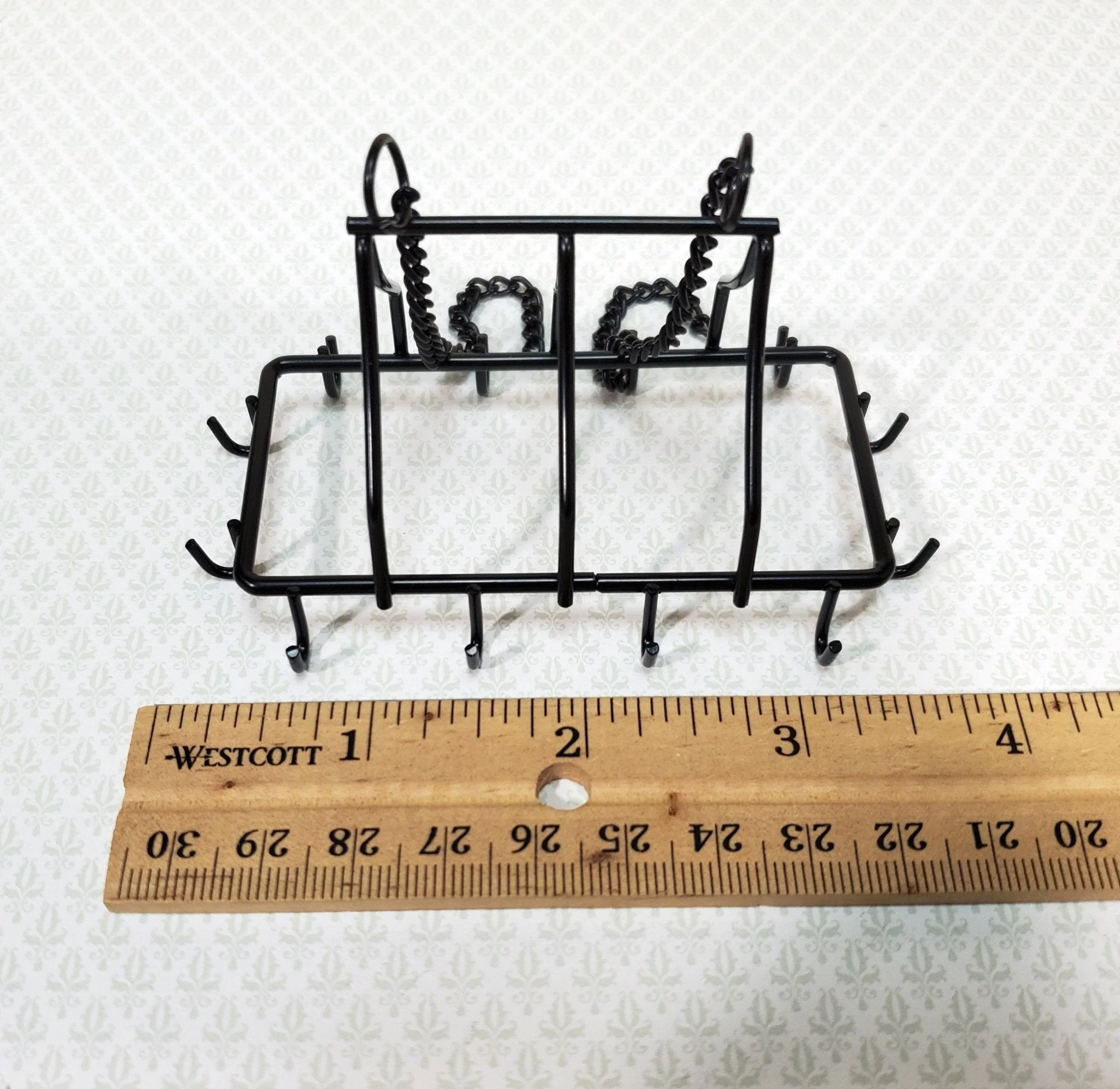 Dollhouse Pot Pan Hanger with Hooks Metal Kitchen Rack Large 1:12 or 1/6 Scale - Image 5