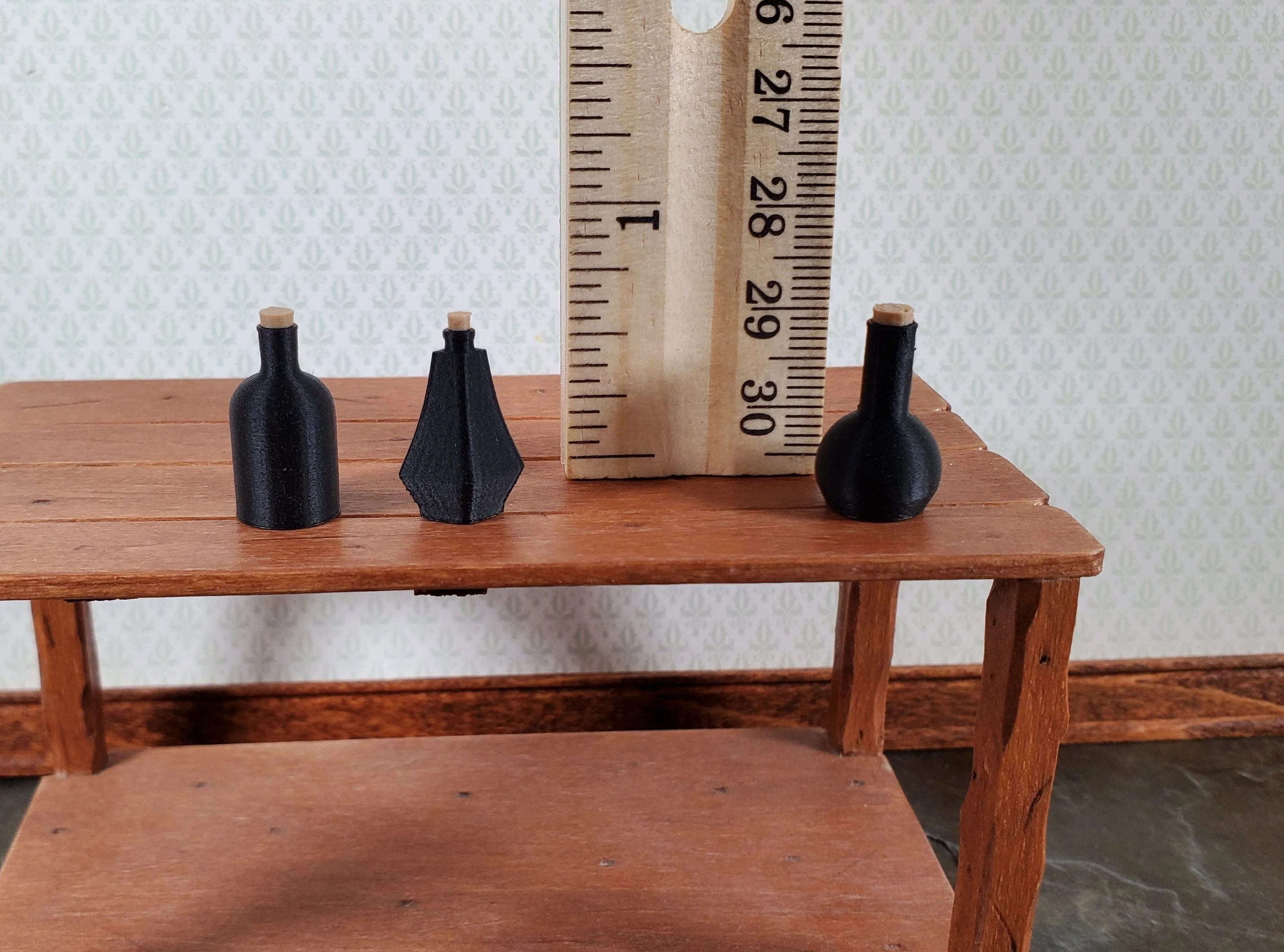 Dollhouse Potion Jars Black Set of 3 Unlabeled 1:12 Scale Miniatures Halloween - Image 3