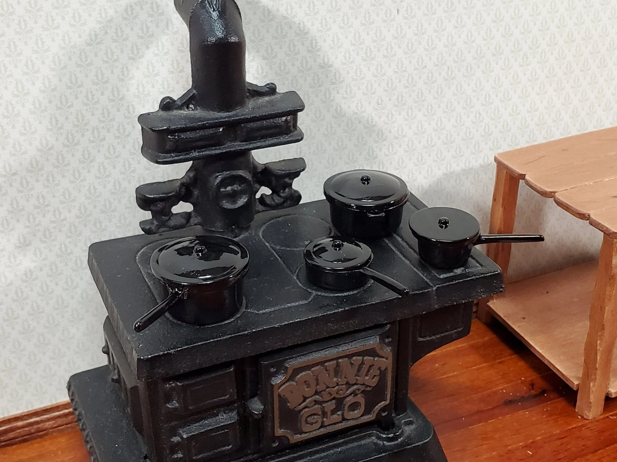 Dollhouse Pots & Pans with Lids BLACK Metal Stock Soup Saute 1:12 Scale Miniatures - Image 4