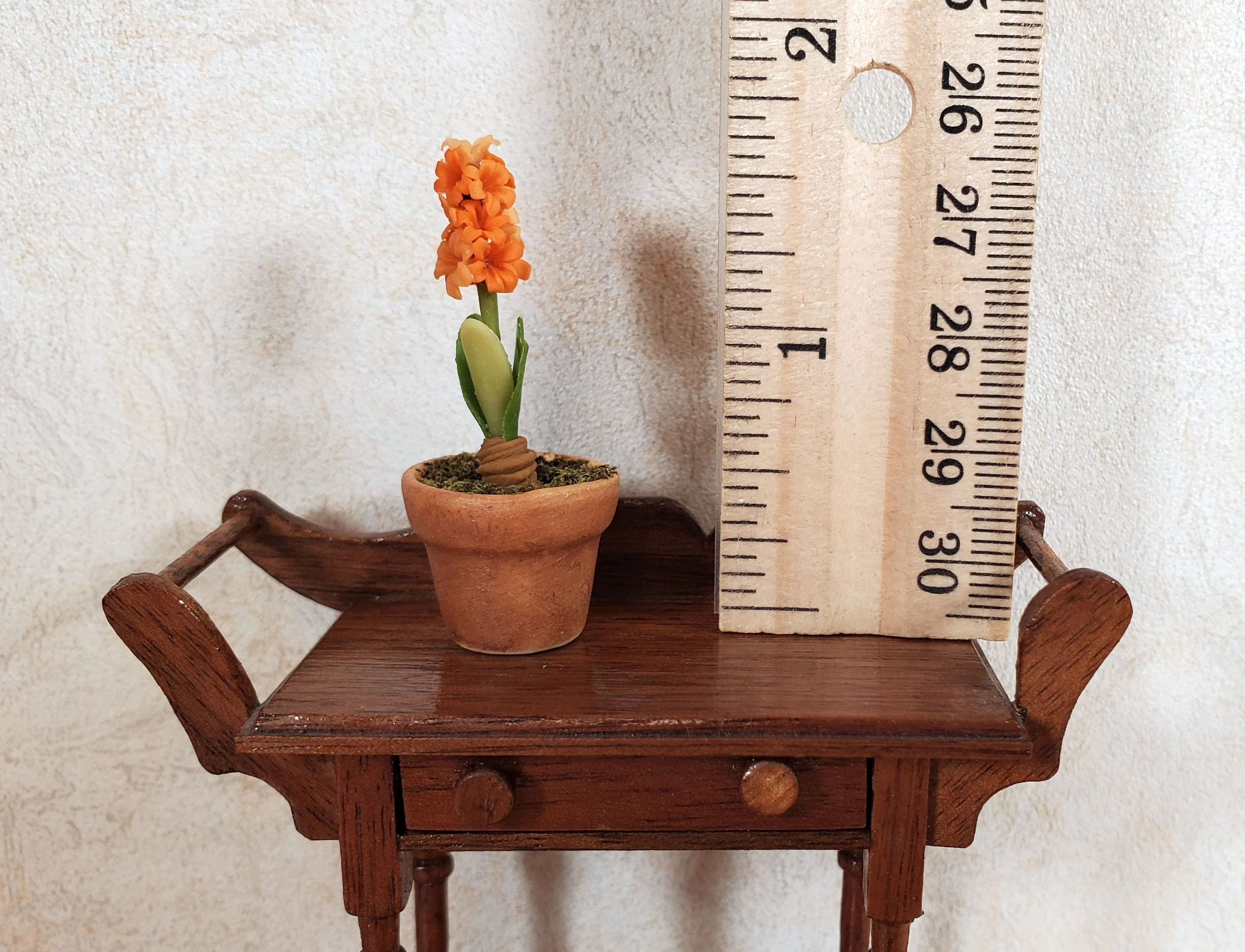 Dollhouse Potted Hyacinth Orange Flowering Plant in a Pot 1:12 Scale Miniature - Image 3