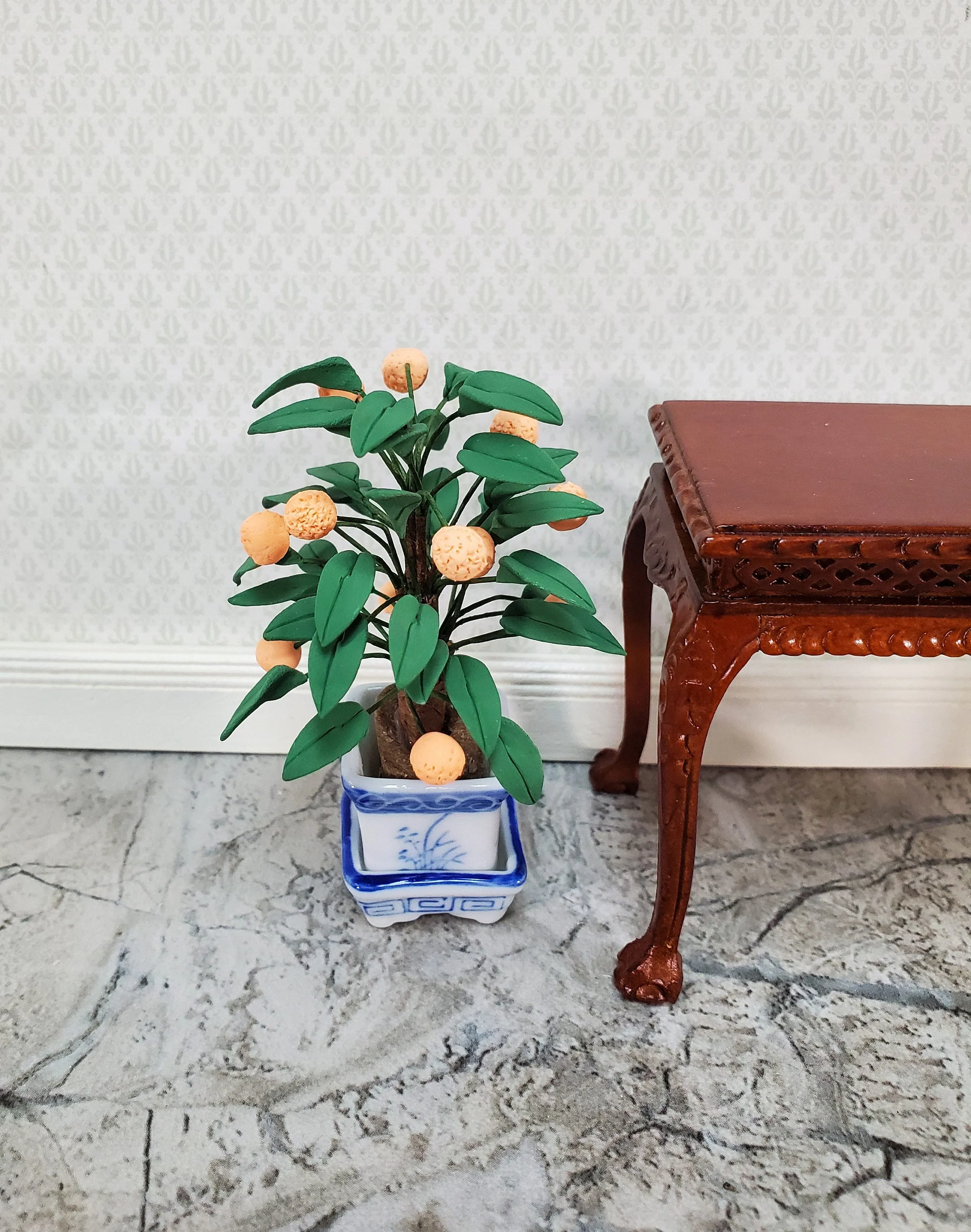 Dollhouse Potted Mini Orange Tree Ceramic Pot 1:12 Scale Miniature House Plant - Image 4
