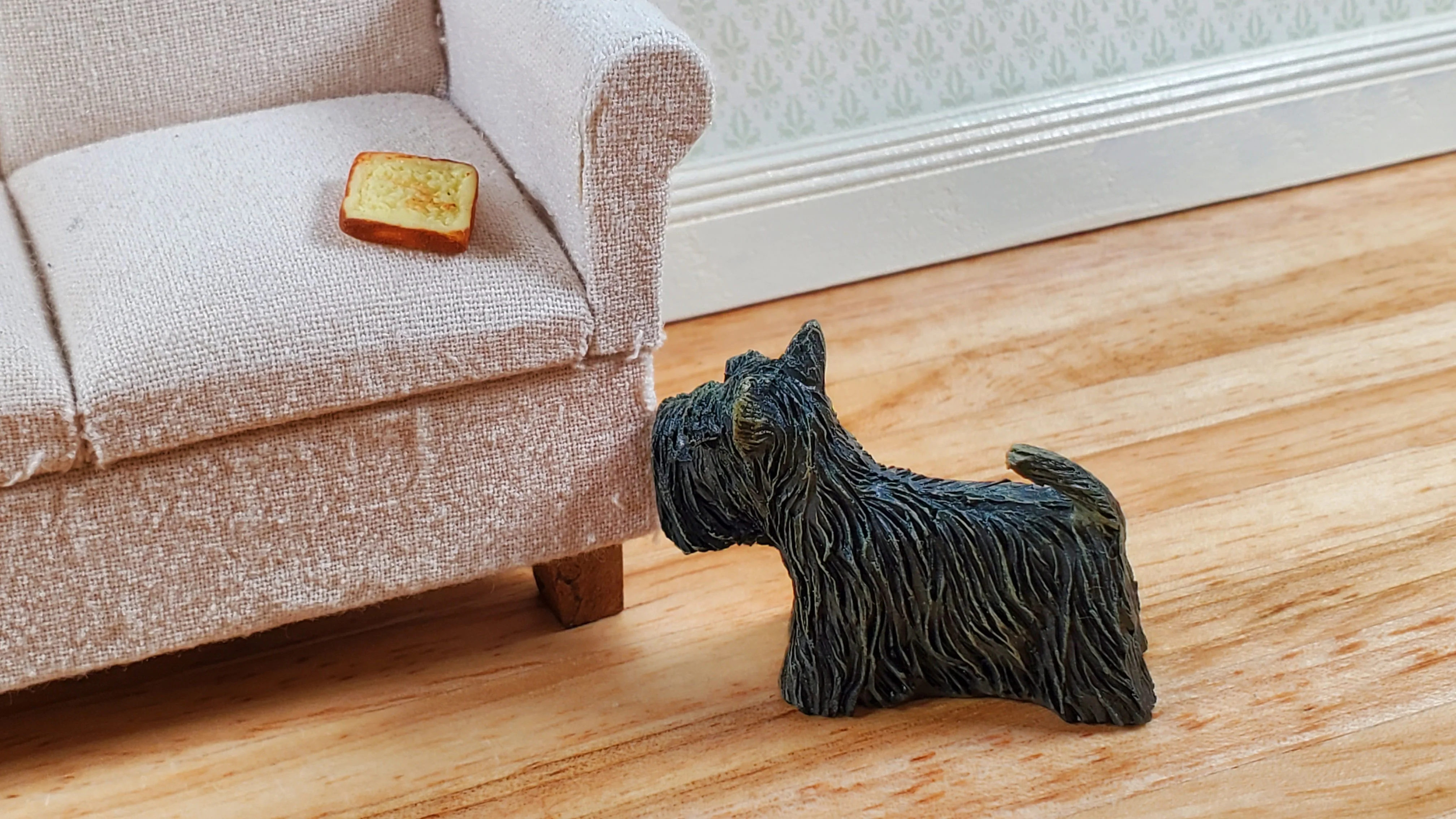 Dollhouse Puppy Dog Scottie Scottish Terrier Black 1:12 Scale Miniature Pet - Image 3