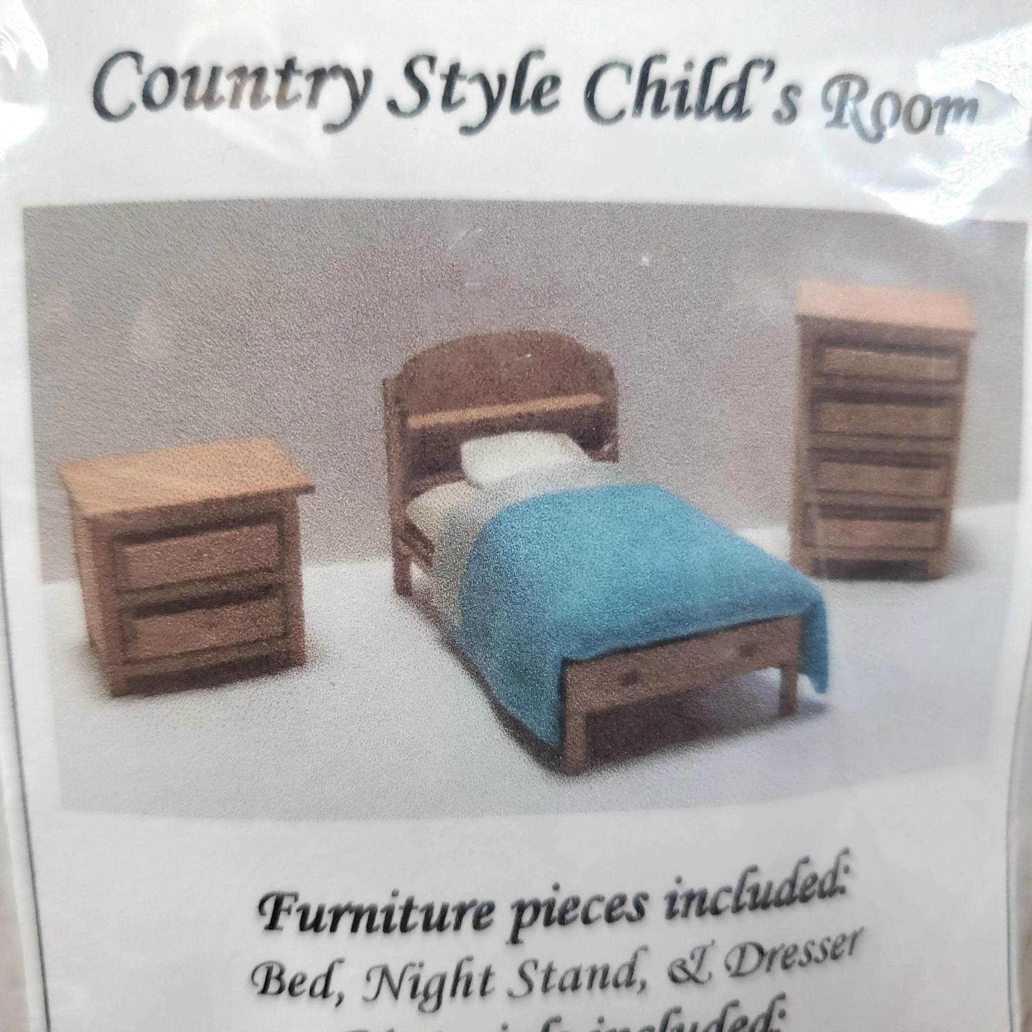 Dollhouse Quarter Scale Furniture KIT DIY Child's Bedroom Set Bed Dresser 1:48 - Image 3