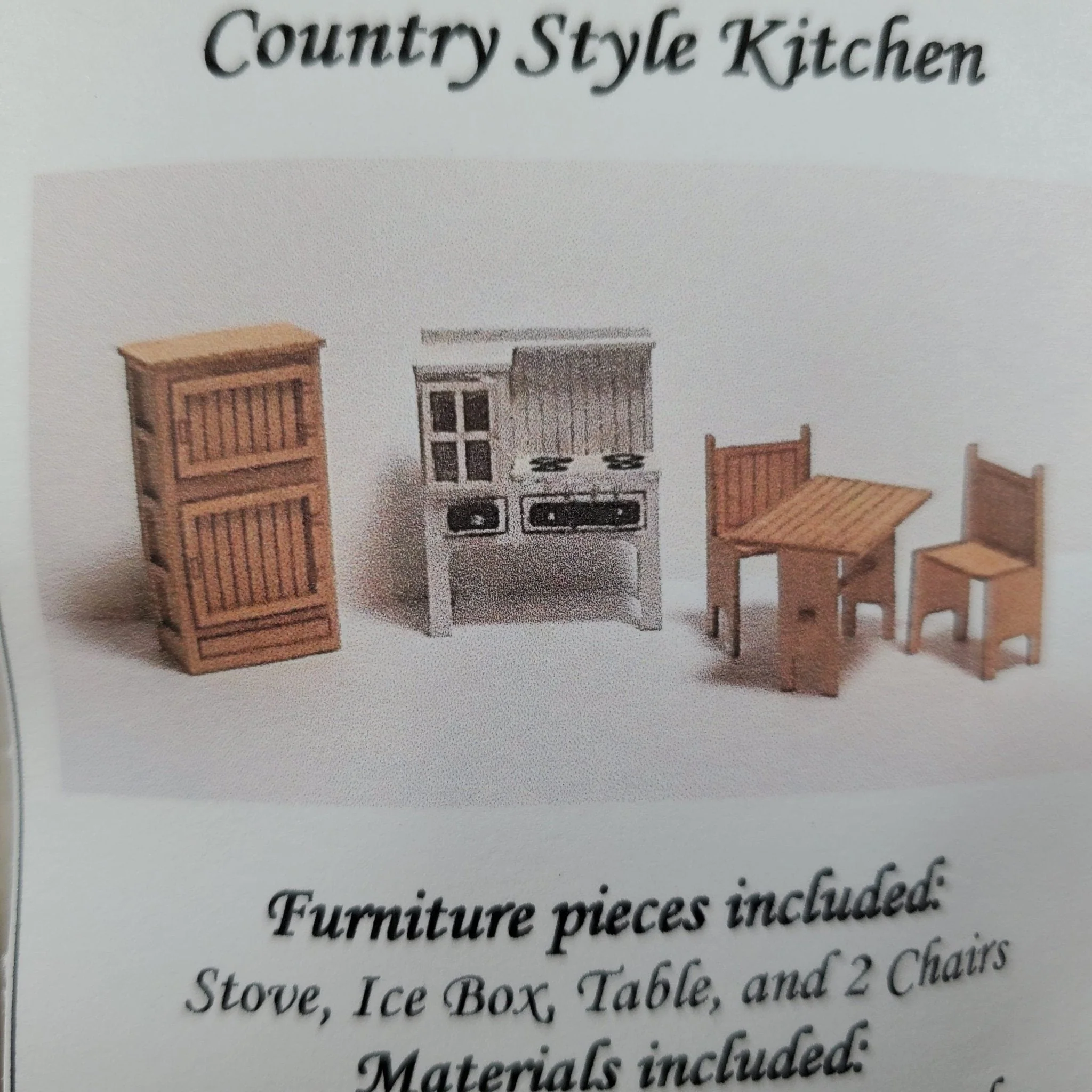 Dollhouse Quarter Scale Furniture KIT DIY Country Kitchen Set Bed Dresser 1:48 - Image 3