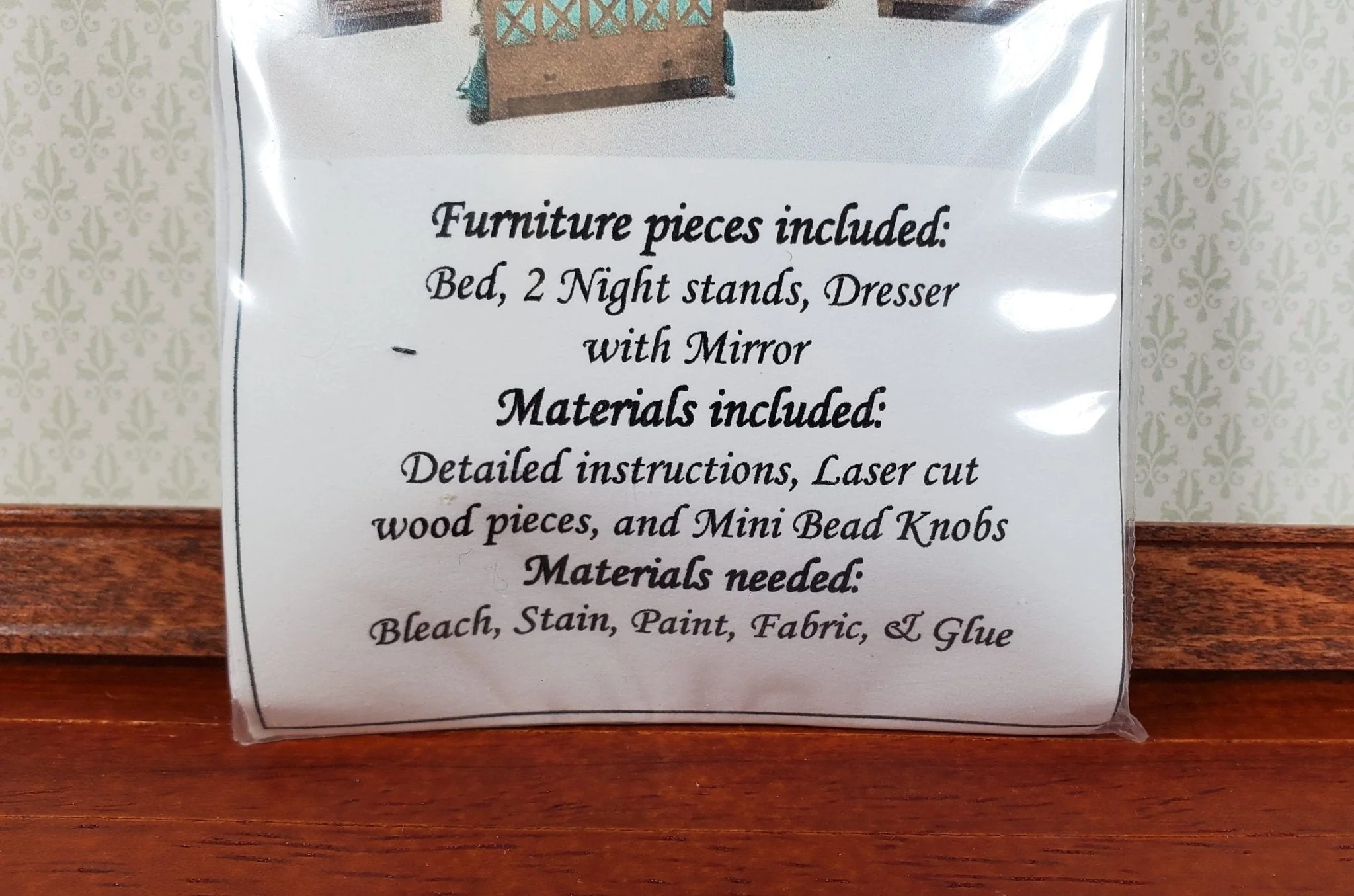 Dollhouse Quarter Scale Furniture KIT DIY Modern Style Bedroom Bed Dressers 1:48 - Image 4