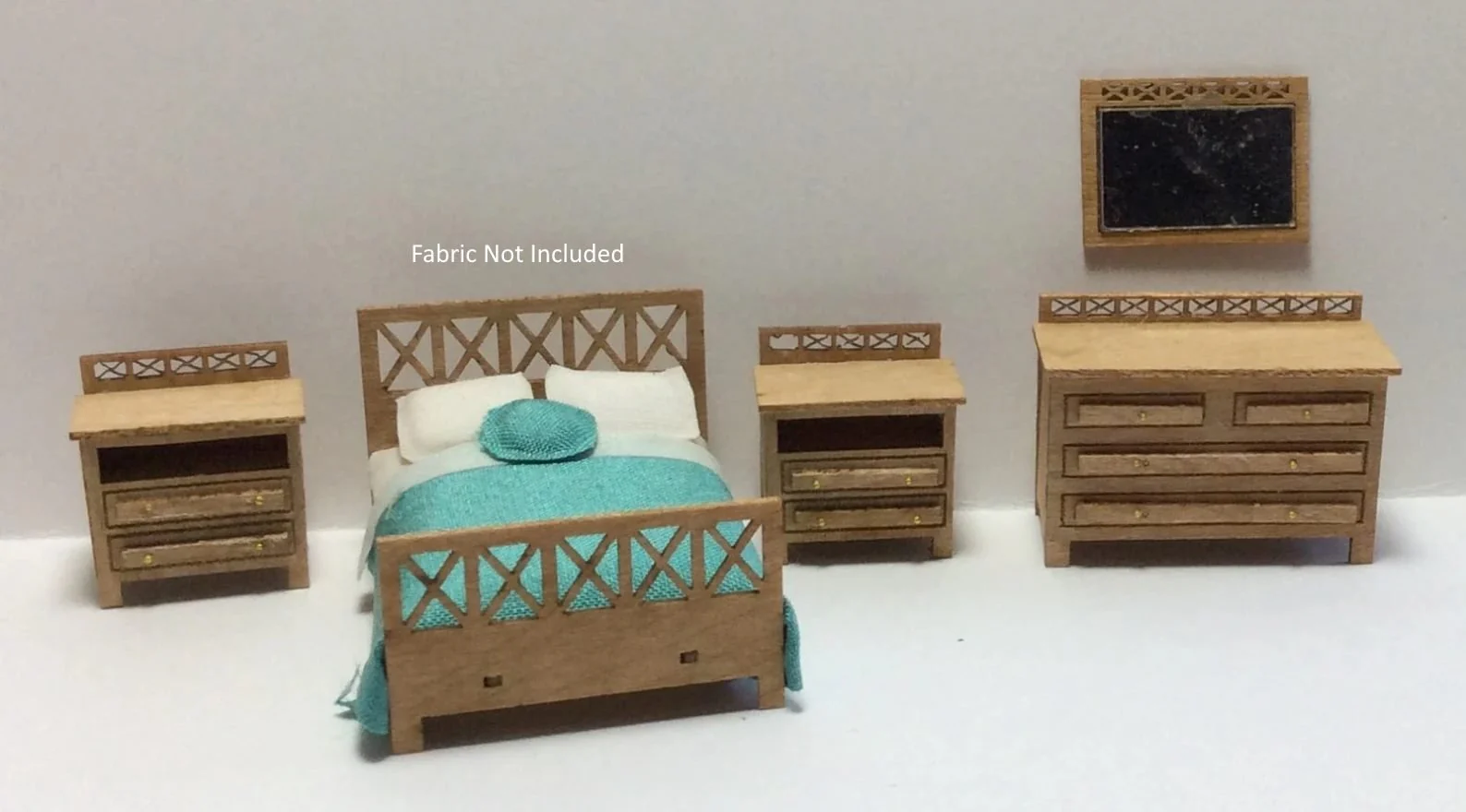 Dollhouse Quarter Scale Furniture KIT DIY Modern Style Bedroom Bed Dressers 1:48 - Image 5
