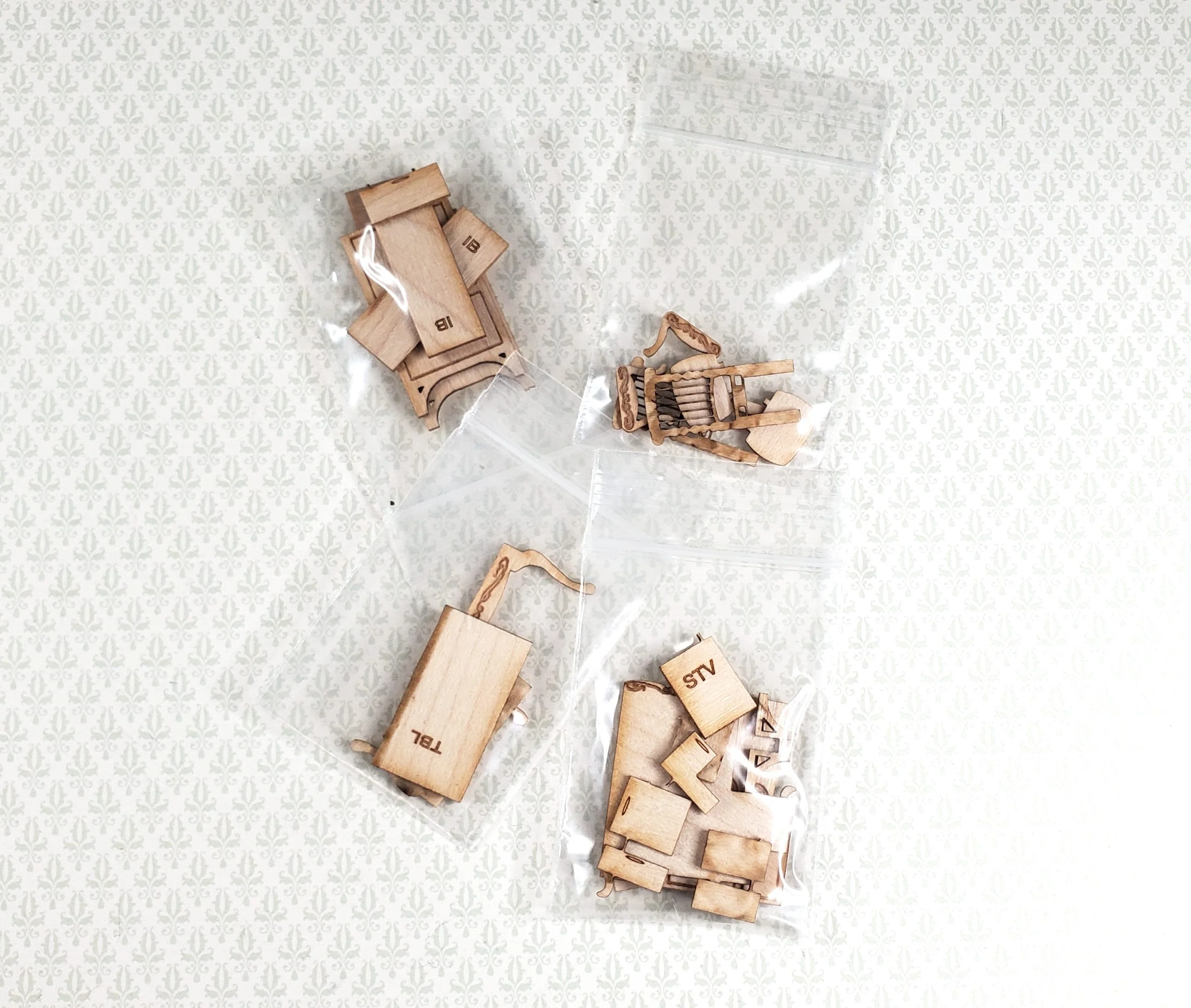 Dollhouse Quarter Scale Furniture Kit DIY Victorian Kitchen Set 1:48 Miniatures - Image 3