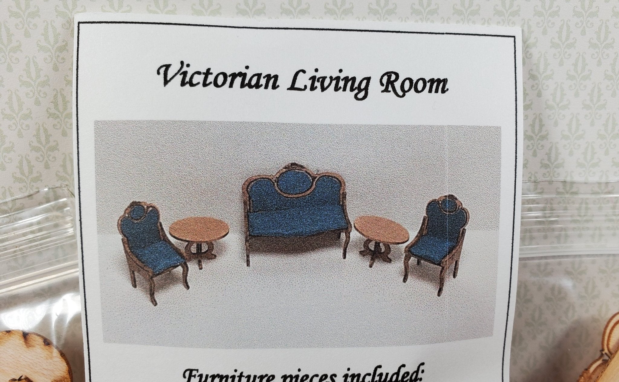 Dollhouse Quarter Scale Furniture KIT DIY Victorian Living Room Sofa Chairs 1:48 - Image 4