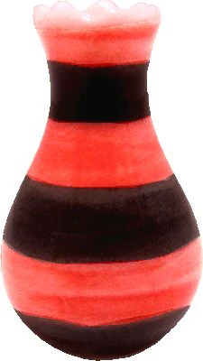 Dollhouse Red & Black Striped Ceramic Vase with Fluted Rim 1:12 Scale Miniature