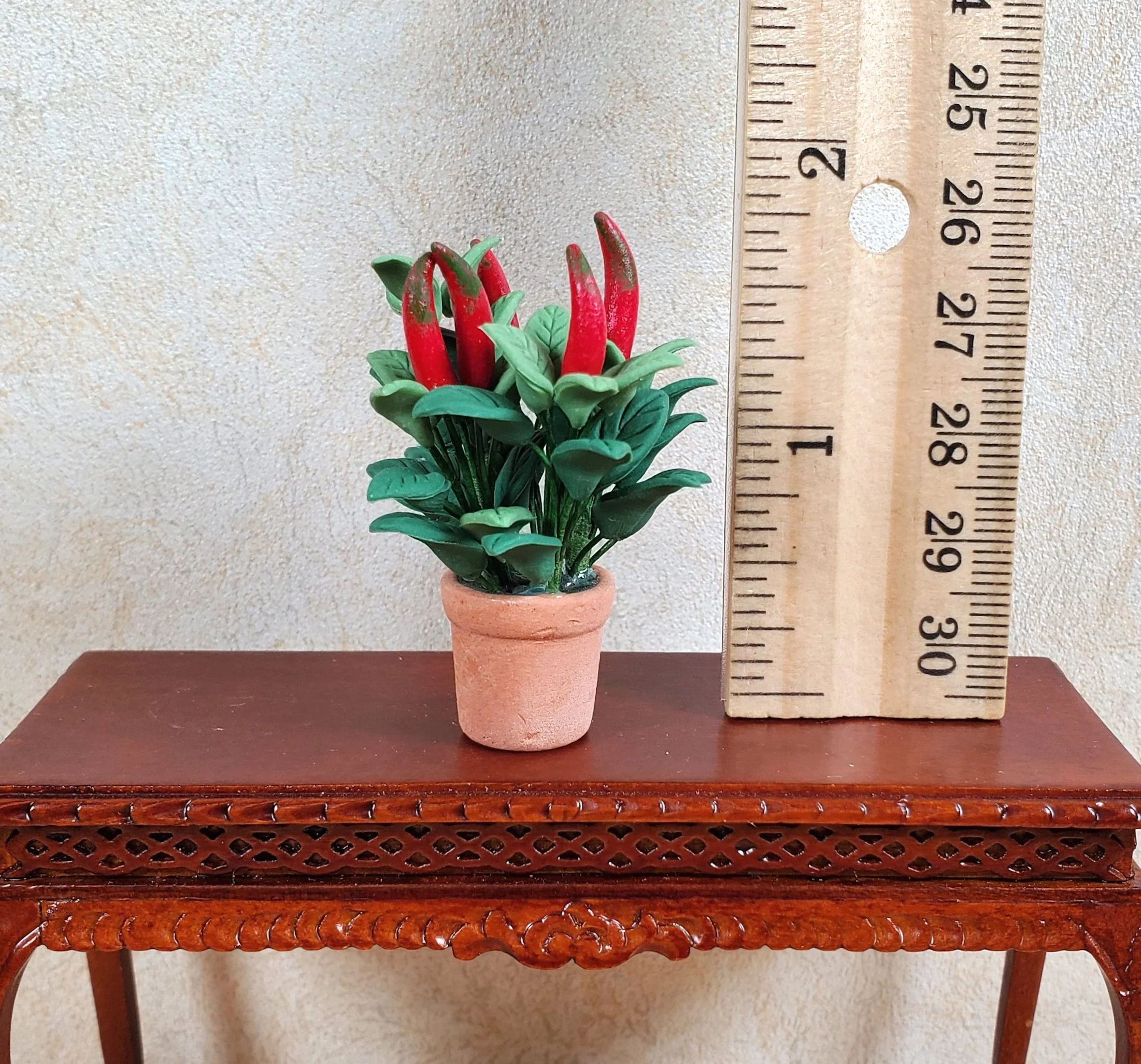 Dollhouse Red Chili Plant in a Terra Cotta Pot 1:12 Scale Miniature Houseplant - Image 3