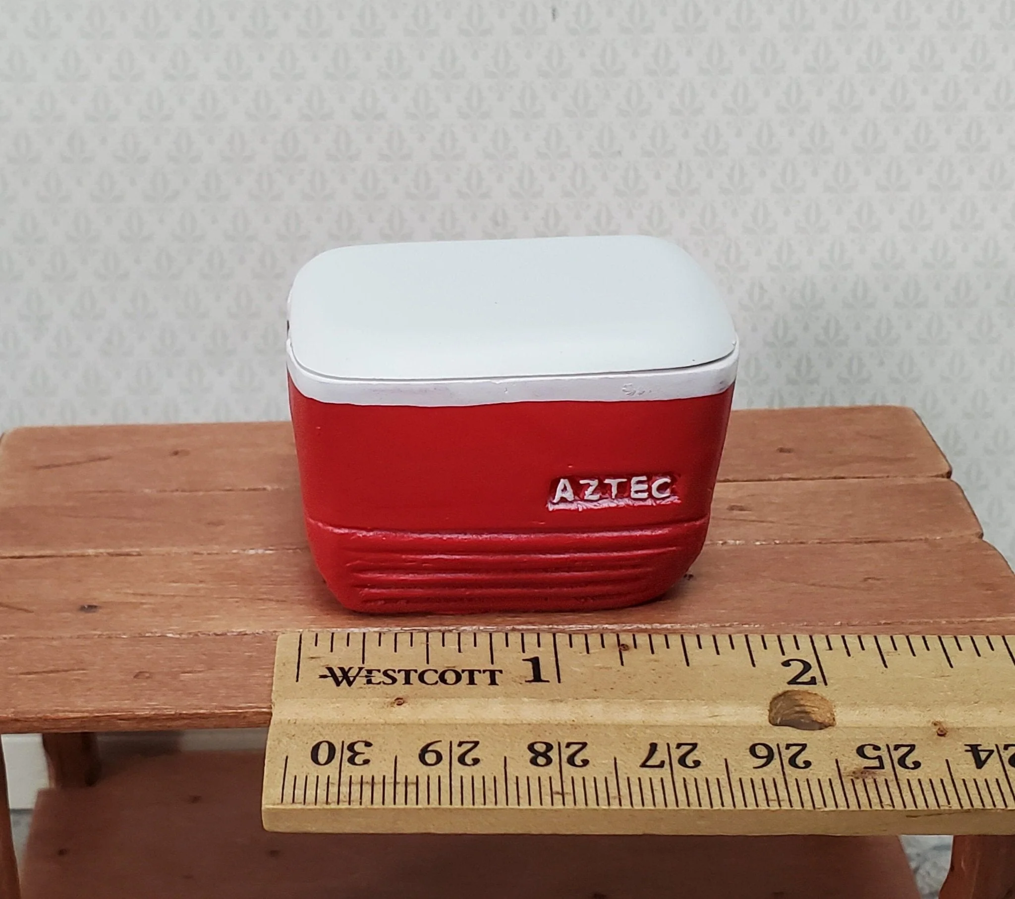 Dollhouse Red Cooler with Removable Lid Ice Chest Modern 1:12 Scale Dollhouse - Image 3