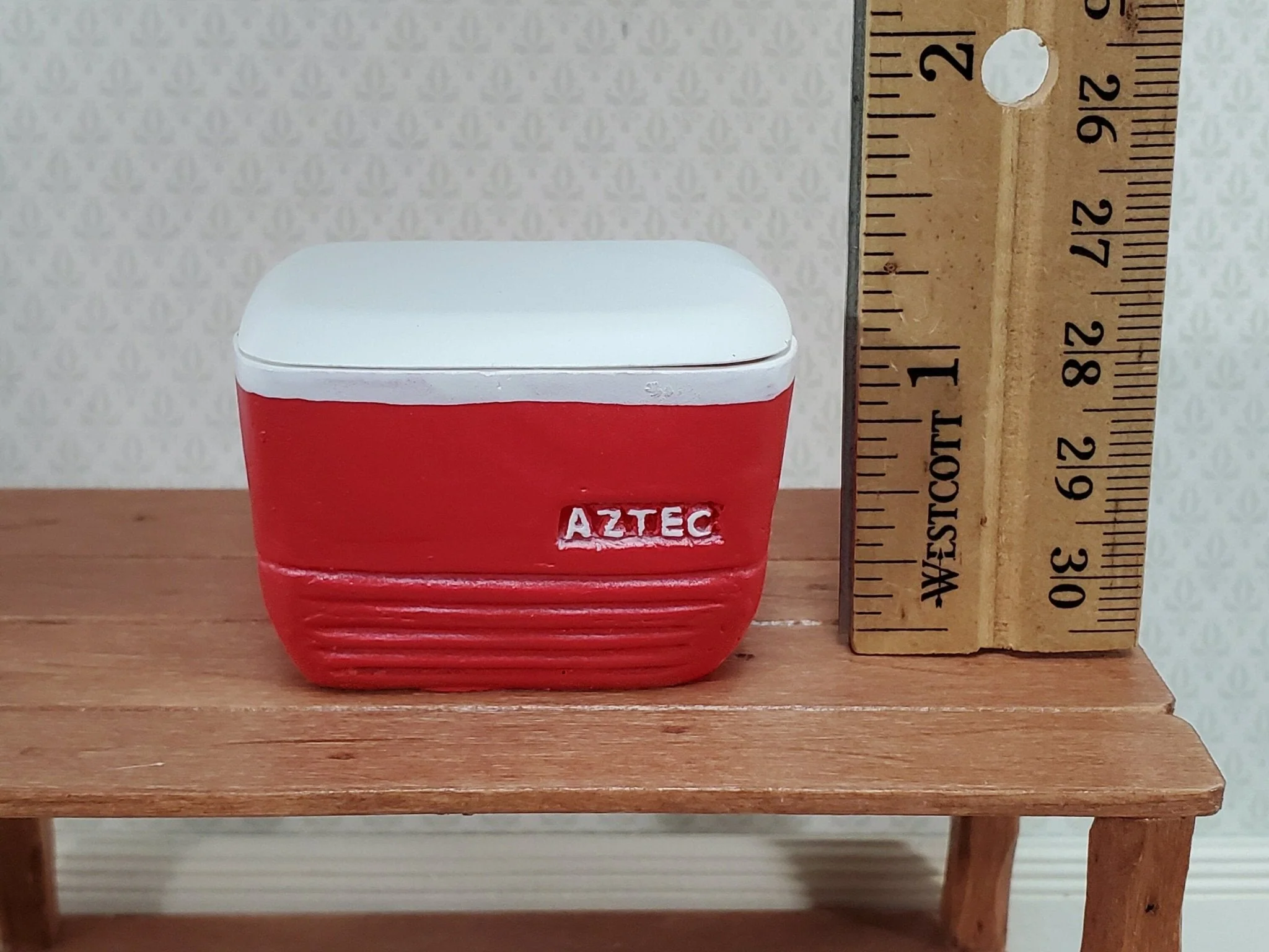 Dollhouse Red Cooler with Removable Lid Ice Chest Modern 1:12 Scale Dollhouse - Image 4