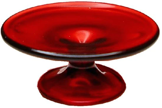 Dollhouse Red Glass Cake Plate Platter Large 1:12 Scale Miniature Kitchen