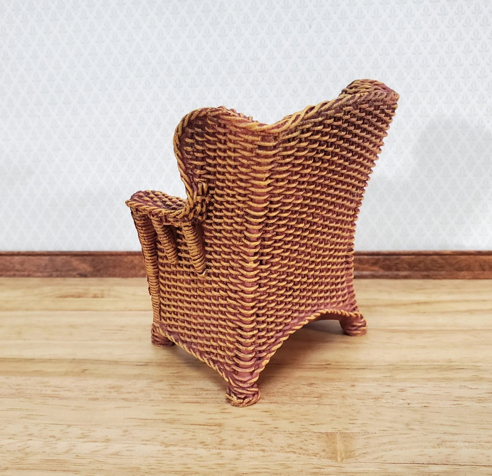 Dollhouse Resin Rattan Wicker Chair with Cushion 1:12 Scale Miniature Furniture by Reutter - Image 3