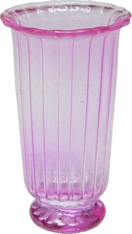 Dollhouse Ridged Pink Glass Pedestal Vase 1:12 Scale Miniature