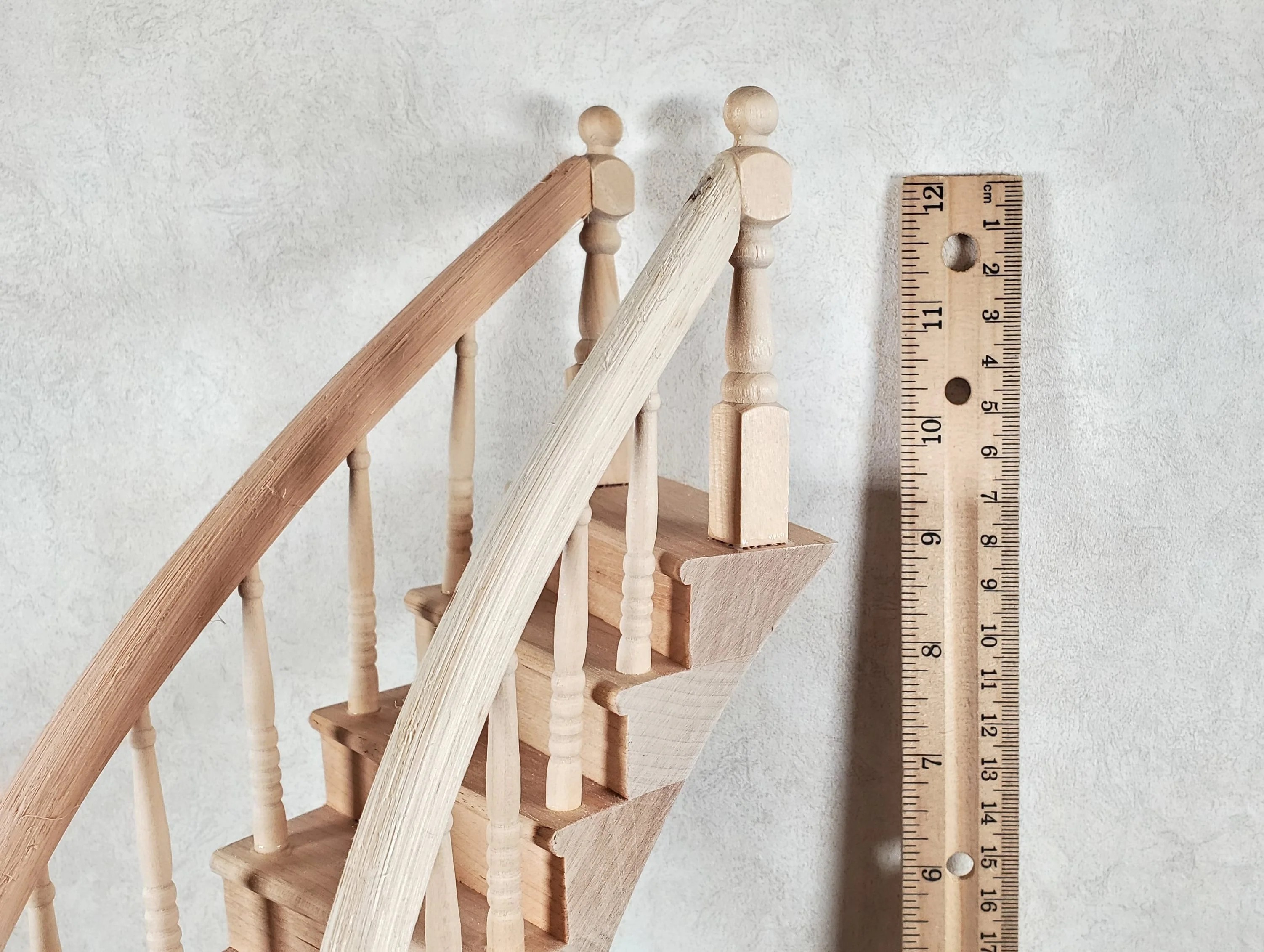 Dollhouse Right Curved Staircase Assembled 1:12 Scale Miniature Stairs Steps - Image 6