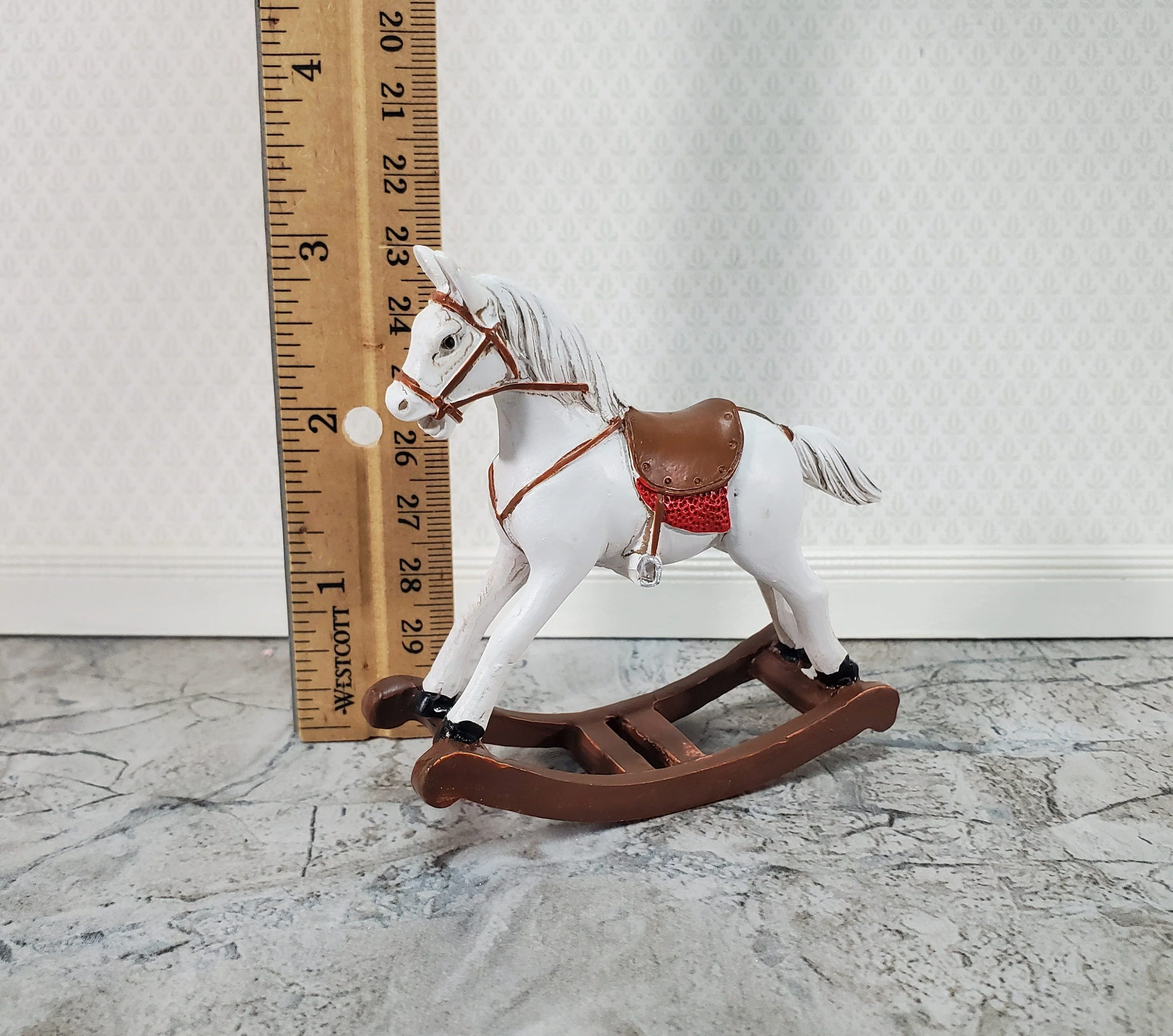 Dollhouse Rocking Horse Large Cast Resin 1:12 Scale Toy for Nursery or Kids Bedroom - Image 3