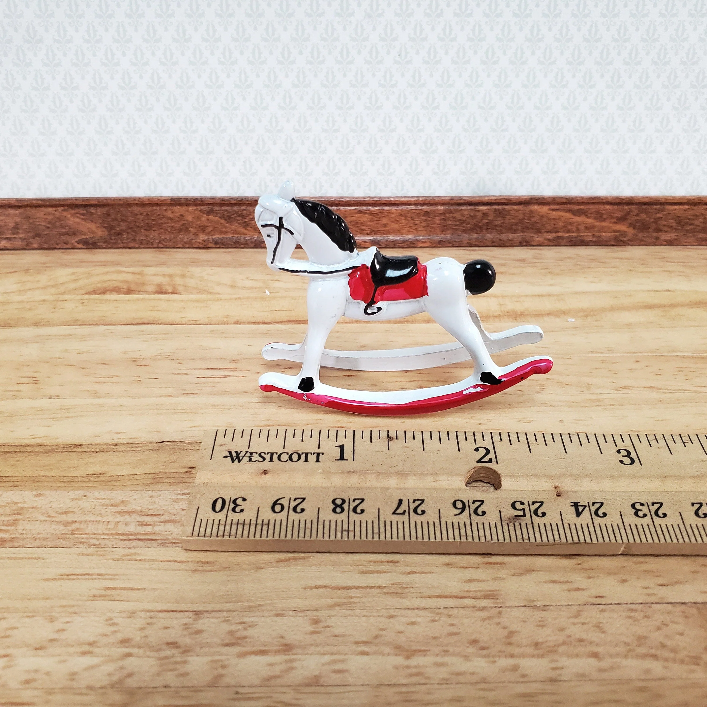 Dollhouse Rocking Horse Small Metal Toy for Nursery or Kids Bedroom - Image 3
