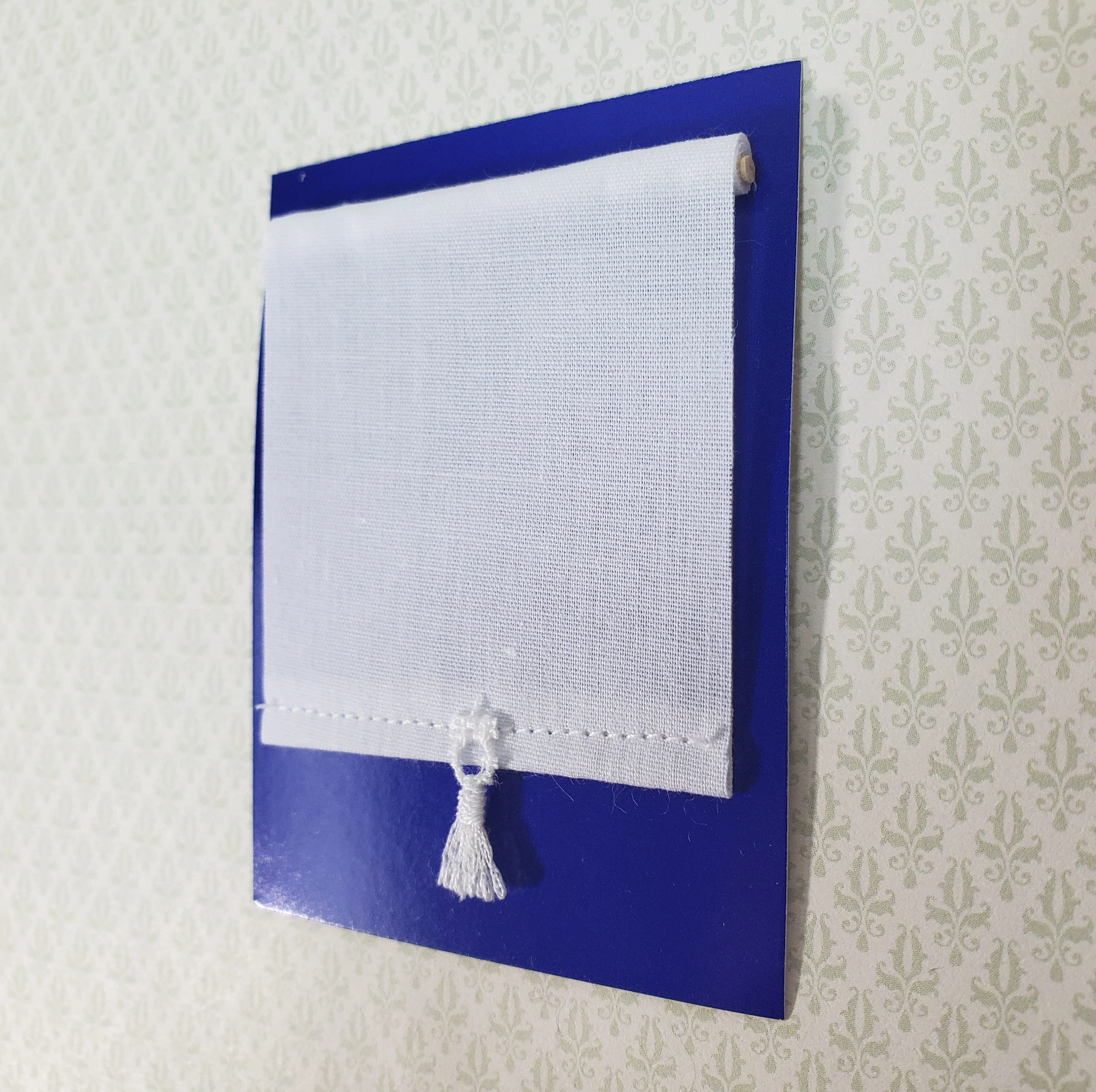 Dollhouse Roller Shade Curtain (Stationary) White 1:12 Scale Miniature Handmade - Image 2
