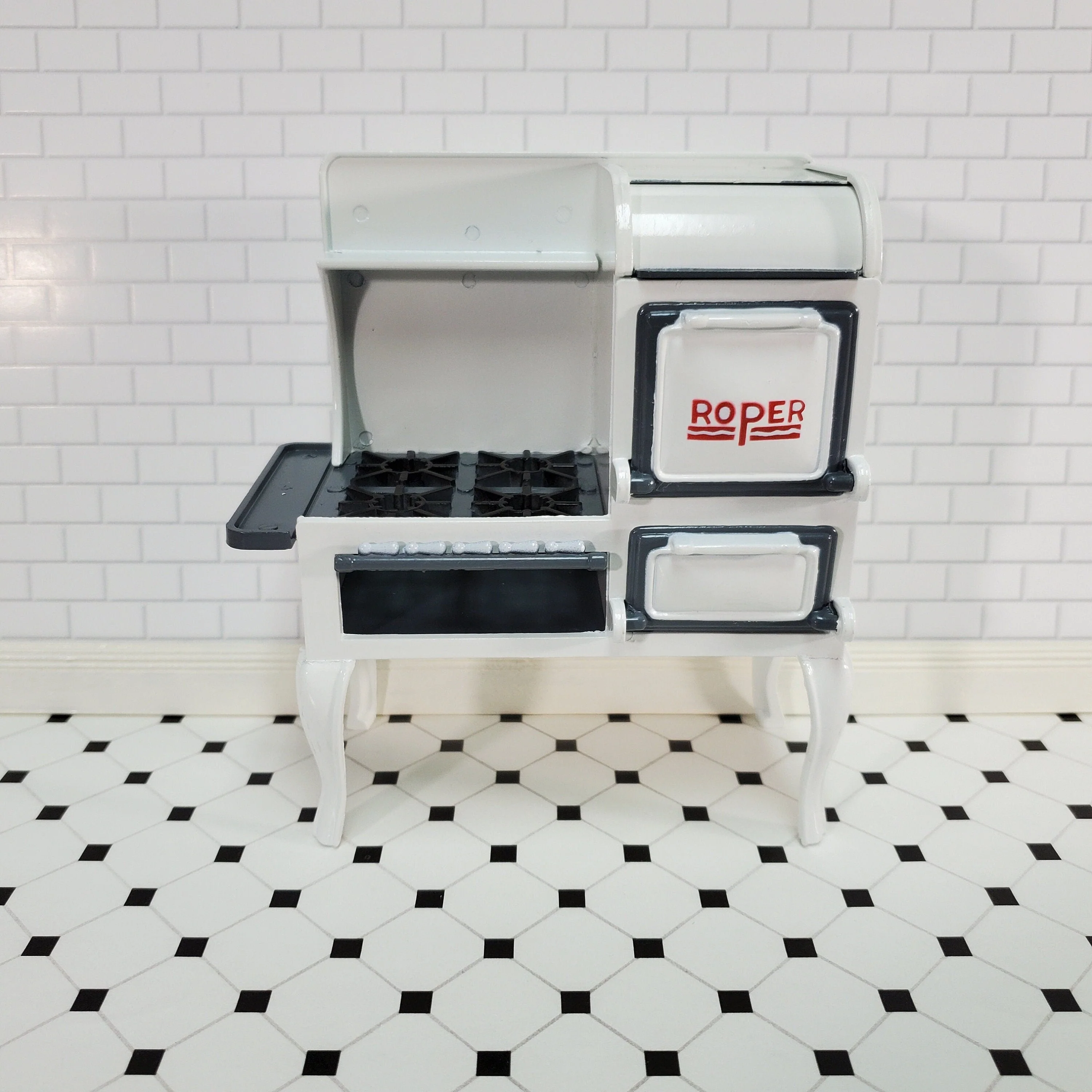 Dollhouse Roper Range Stove Oven 1920s Style Large 1:12 Scale Miniature Kitchen Metal