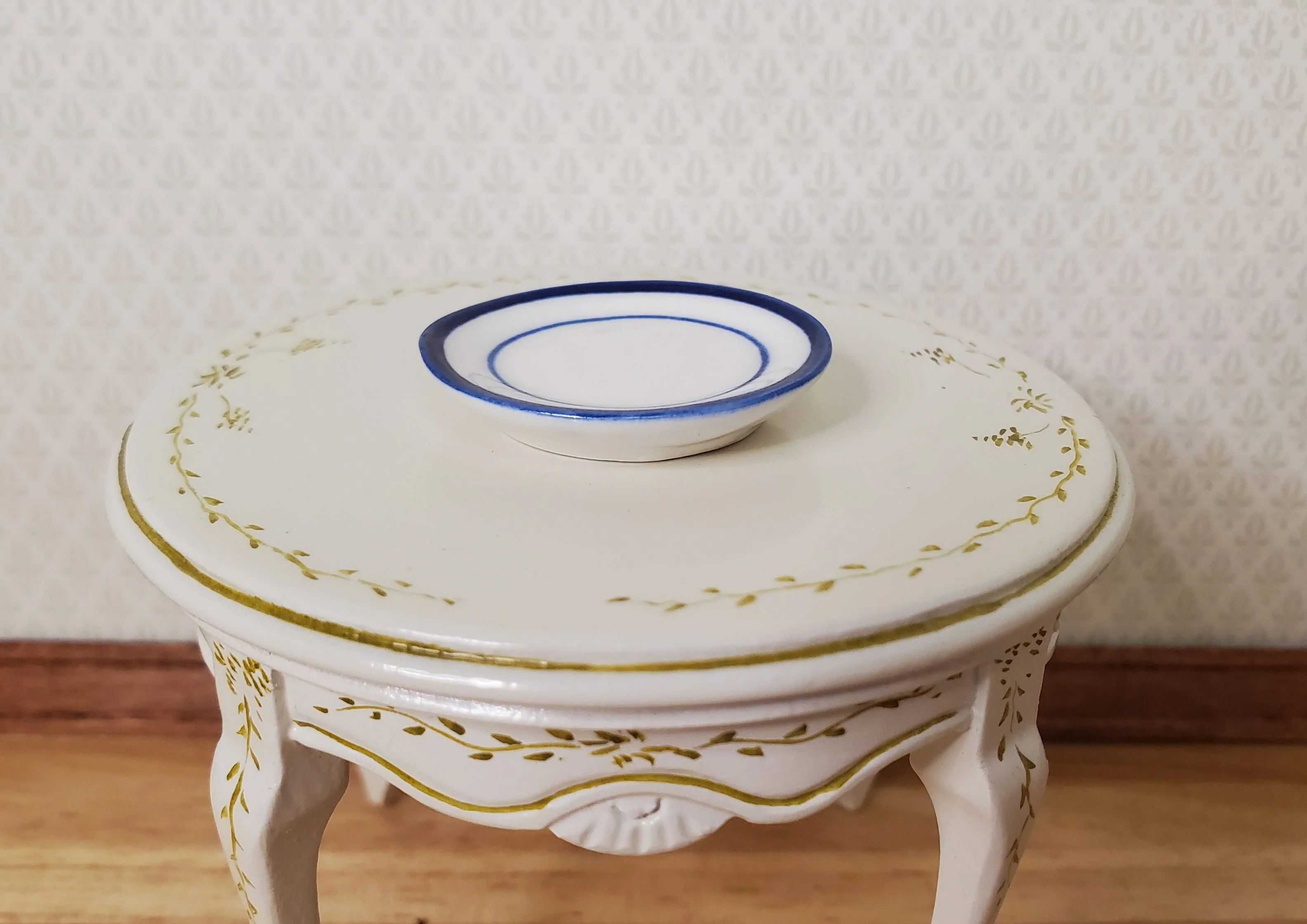 Dollhouse Round Blue & White Ceramic Platter x2 1:12 Scale Miniature - Image 3