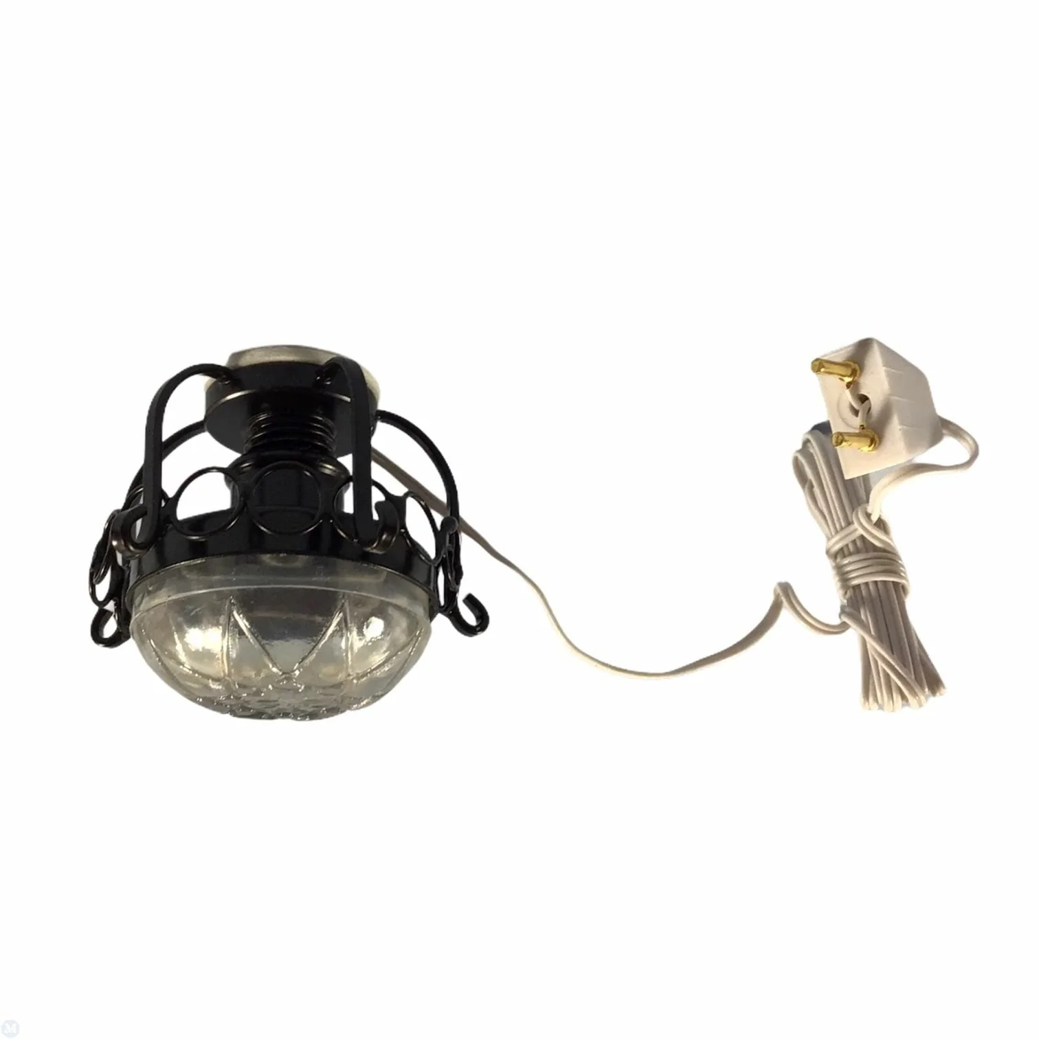 Dollhouse Round Ceiling Light Black 12 Volt with Plug 1:12 Scale Miniature - Image 2