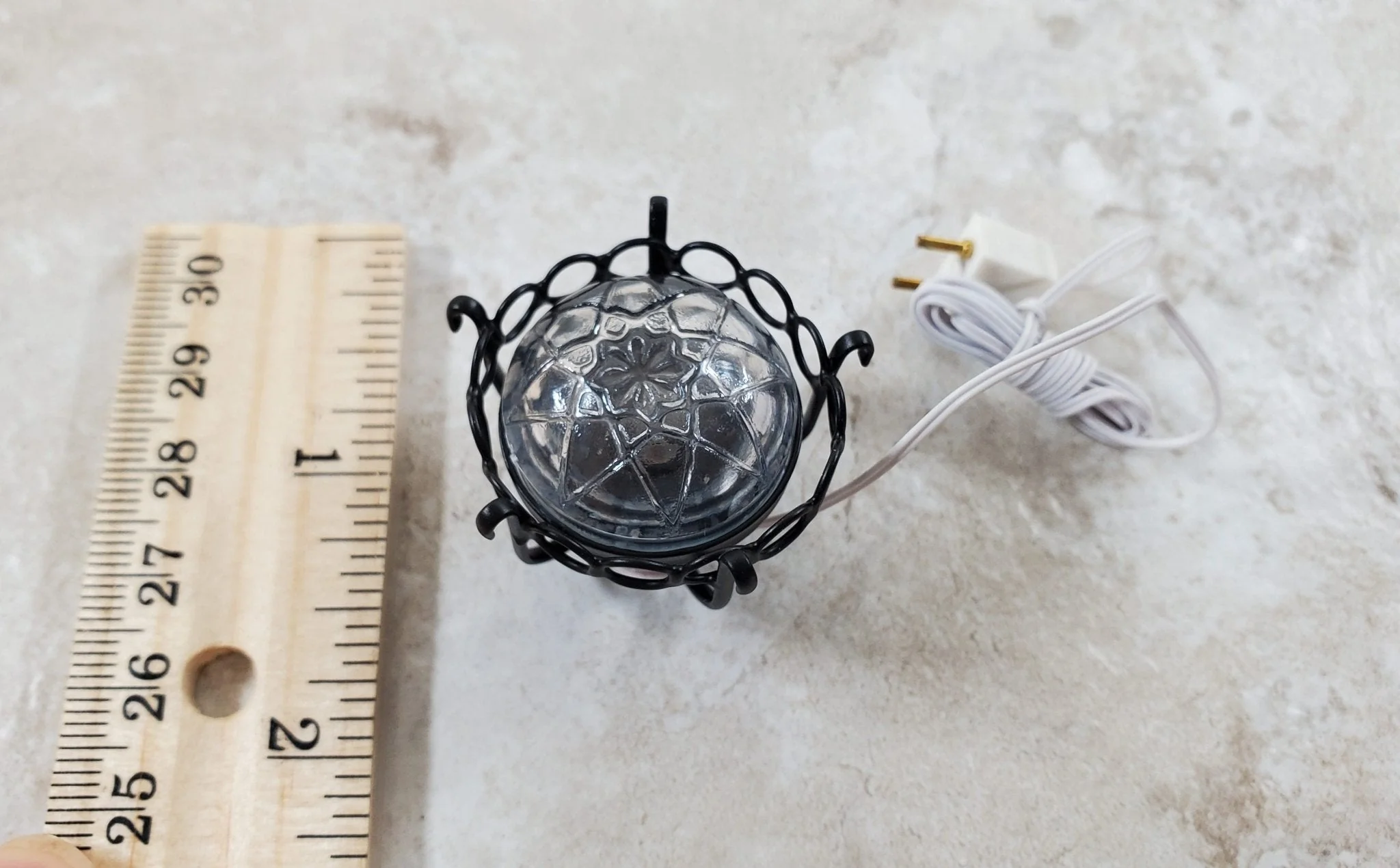 Dollhouse Round Ceiling Light Black 12 Volt with Plug 1:12 Scale Miniature - Image 5