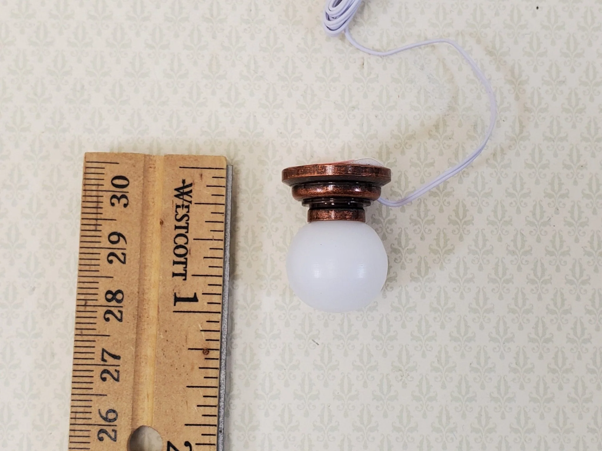 Dollhouse Round Ceiling Light Bronze Base 12 Volt Electric with Plug 1:12 Scale - Image 3