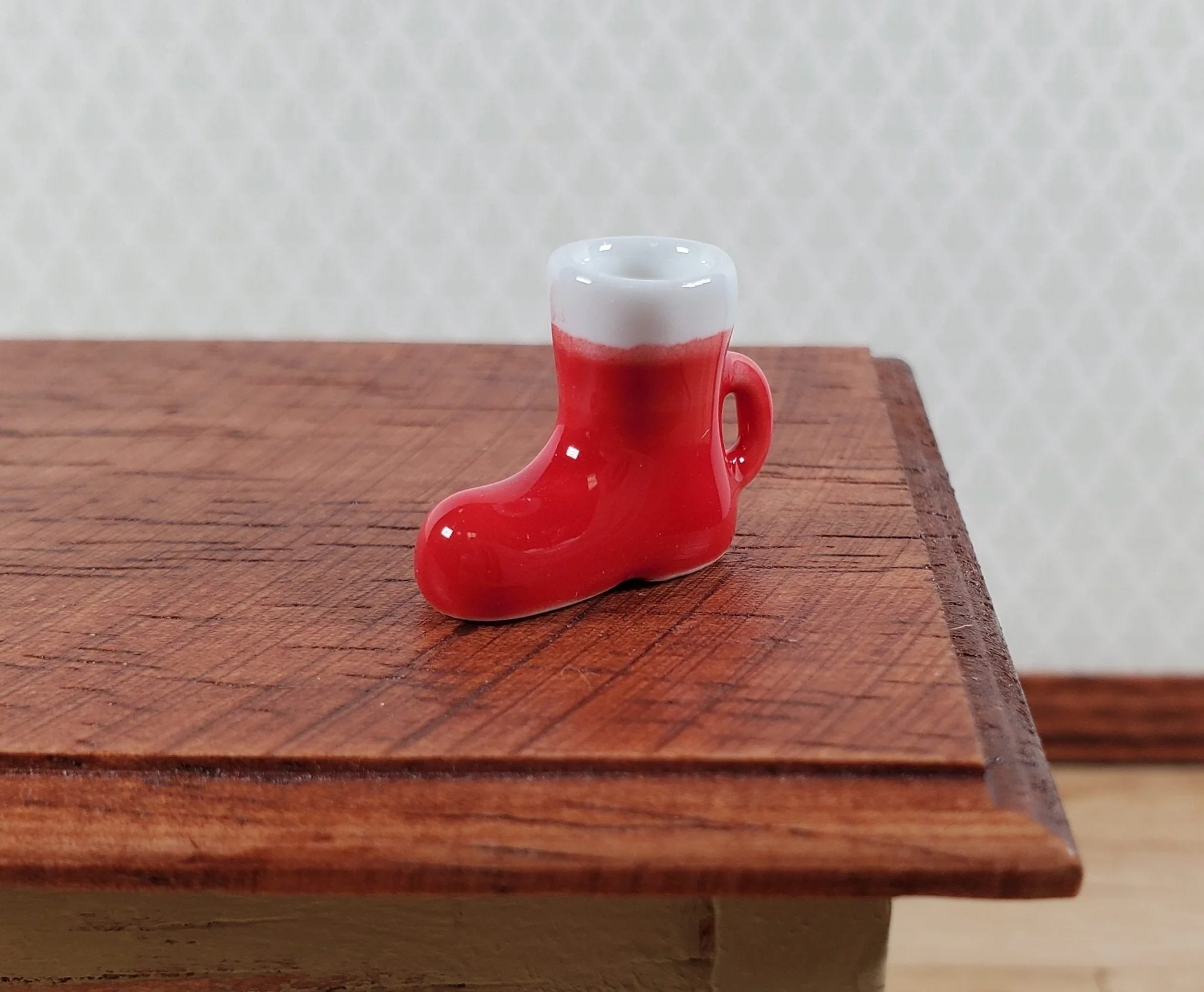 Dollhouse Santa Boot Mug or Vase 1:12 Scale Miniature Ceramic Christmas Decor - Image 3