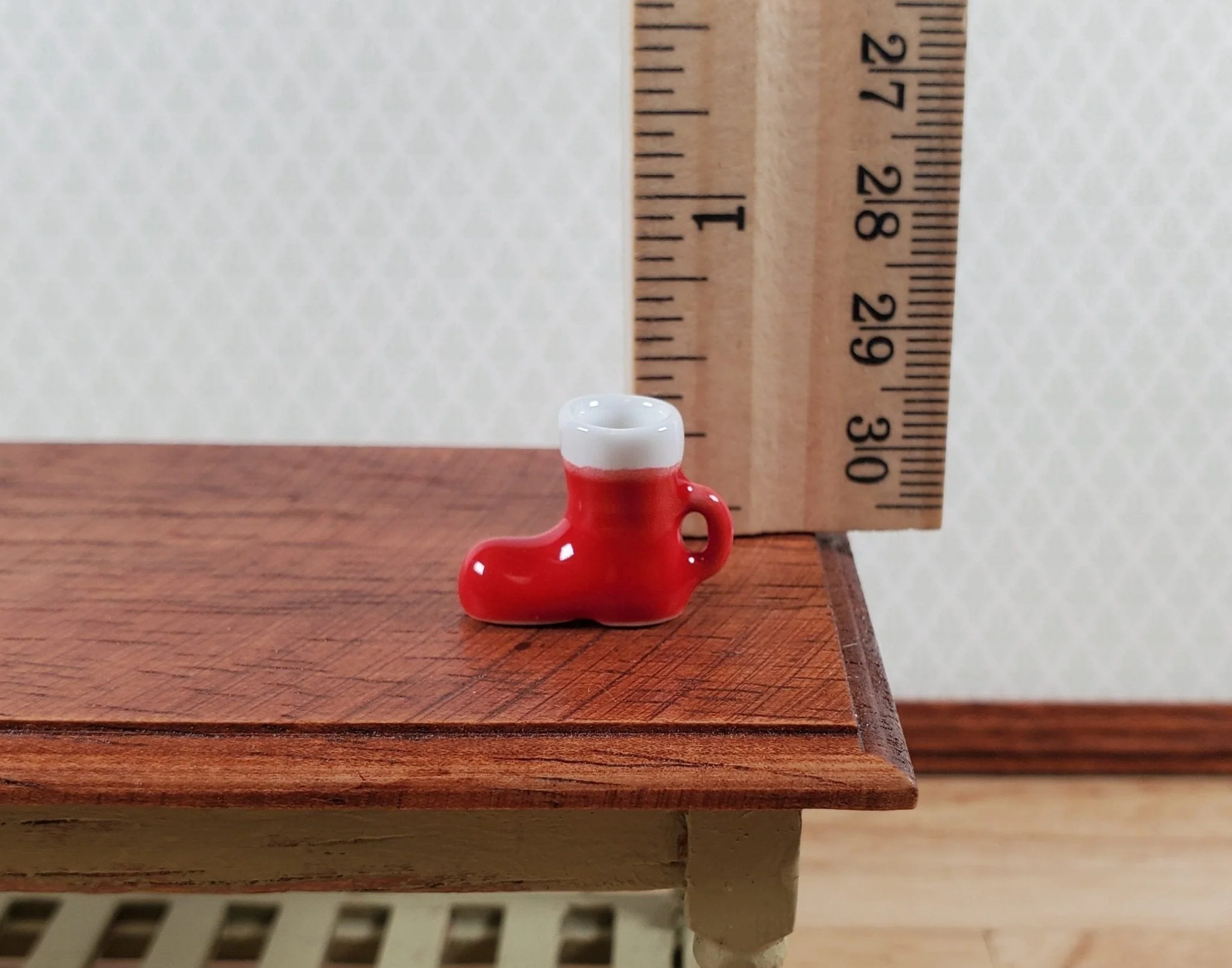 Dollhouse Santa Boot Mug or Vase 1:12 Scale Miniature Ceramic Christmas Decor - Image 4