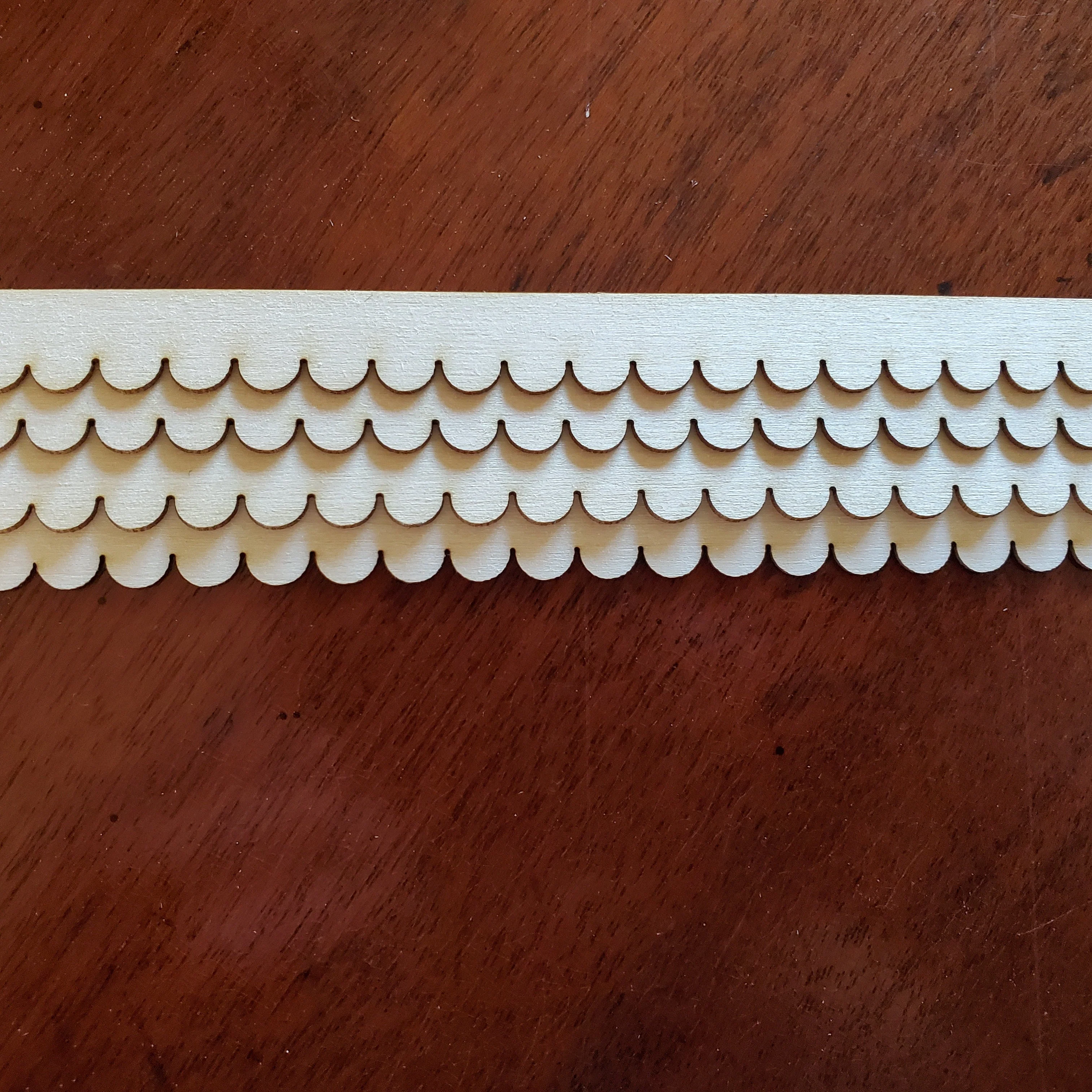 Dollhouse Scalloped Trim Victorian Style 4 Pieces 3/8" x 17" - Thin 1/32" for Overlapping - Image 2