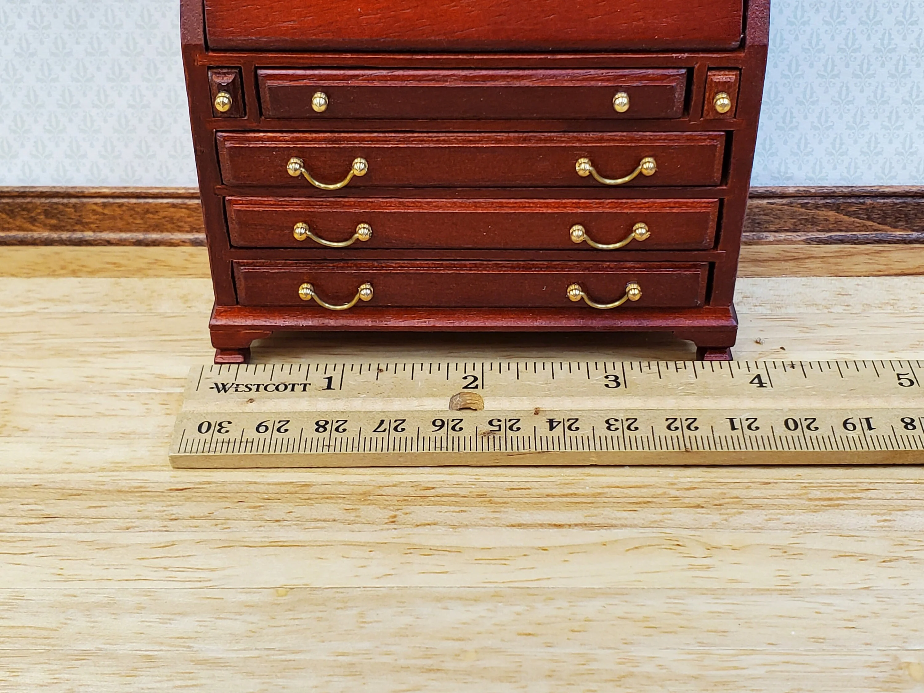 Dollhouse Secretary Writing Desk w/ Upper Cabinet 2 Pieces 1:12 Scale Furniture - Image 9