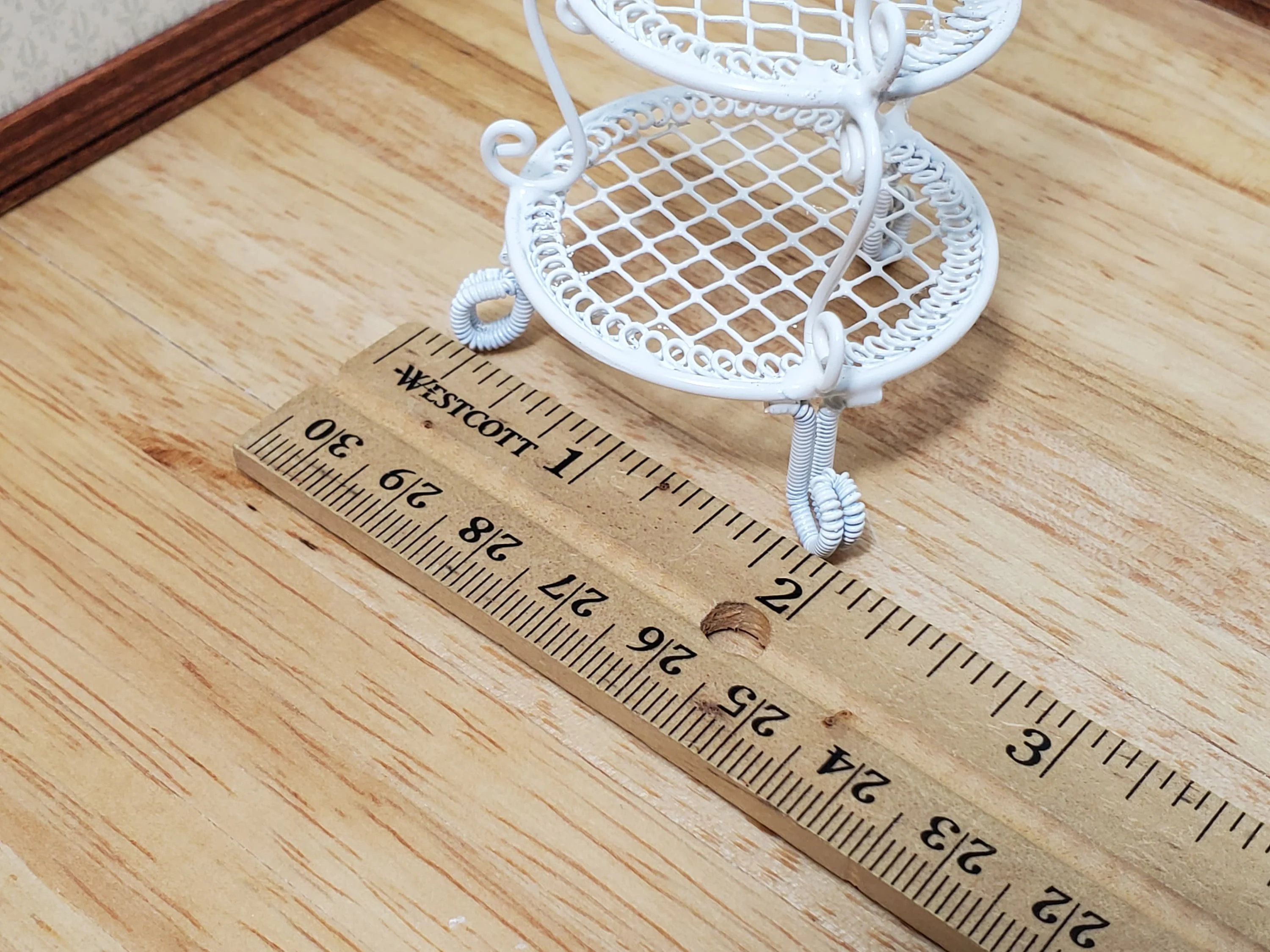 Dollhouse Shelf Plant Stand White Metal 3 Tier Round 1:12 Scale Miniature or Fairy Garden - Image 6