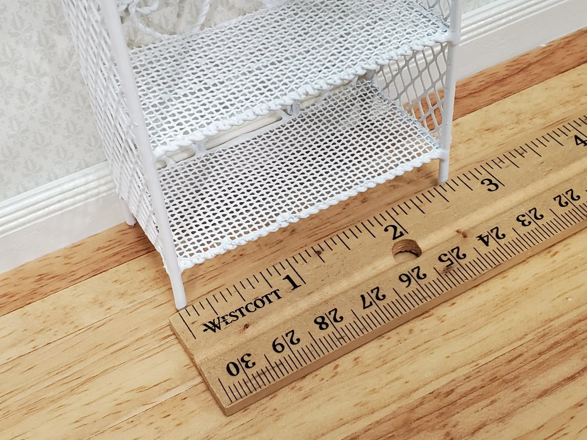 Dollhouse Shelves White Metal Wire Bookcase Bookshelf 1:12 Scale Miniature or Fairy Garden - Image 6