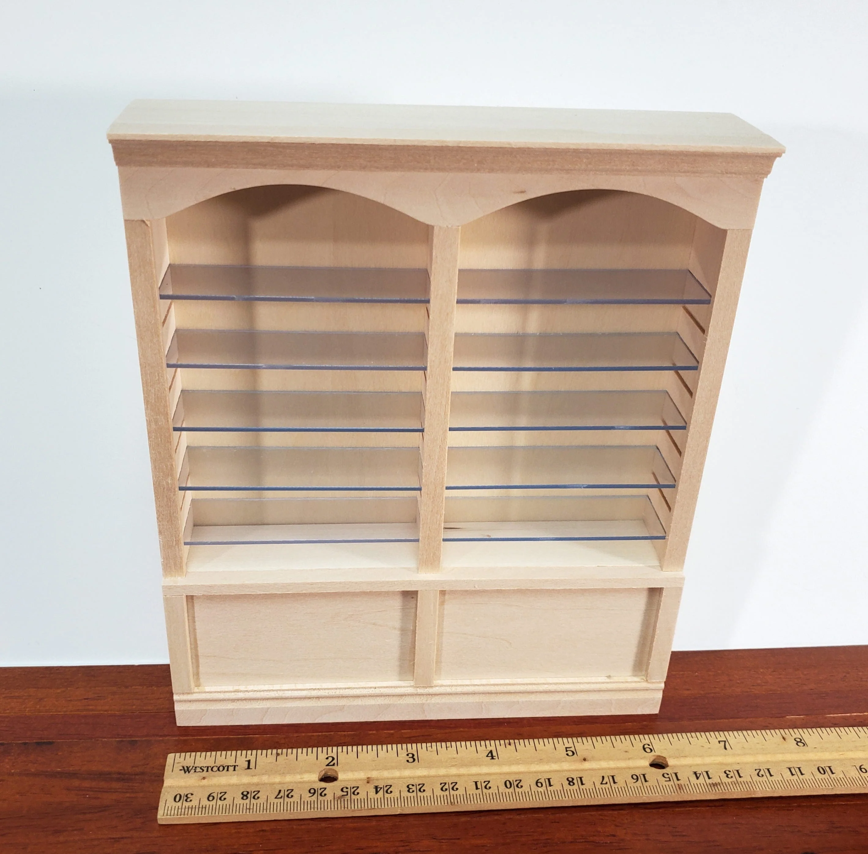 Dollhouse Bookshelf or Shop Shelves 2 Bay 10 Adjustable Shelves 1:12 Scale Furniture Unpainted Unfinished - Image 6
