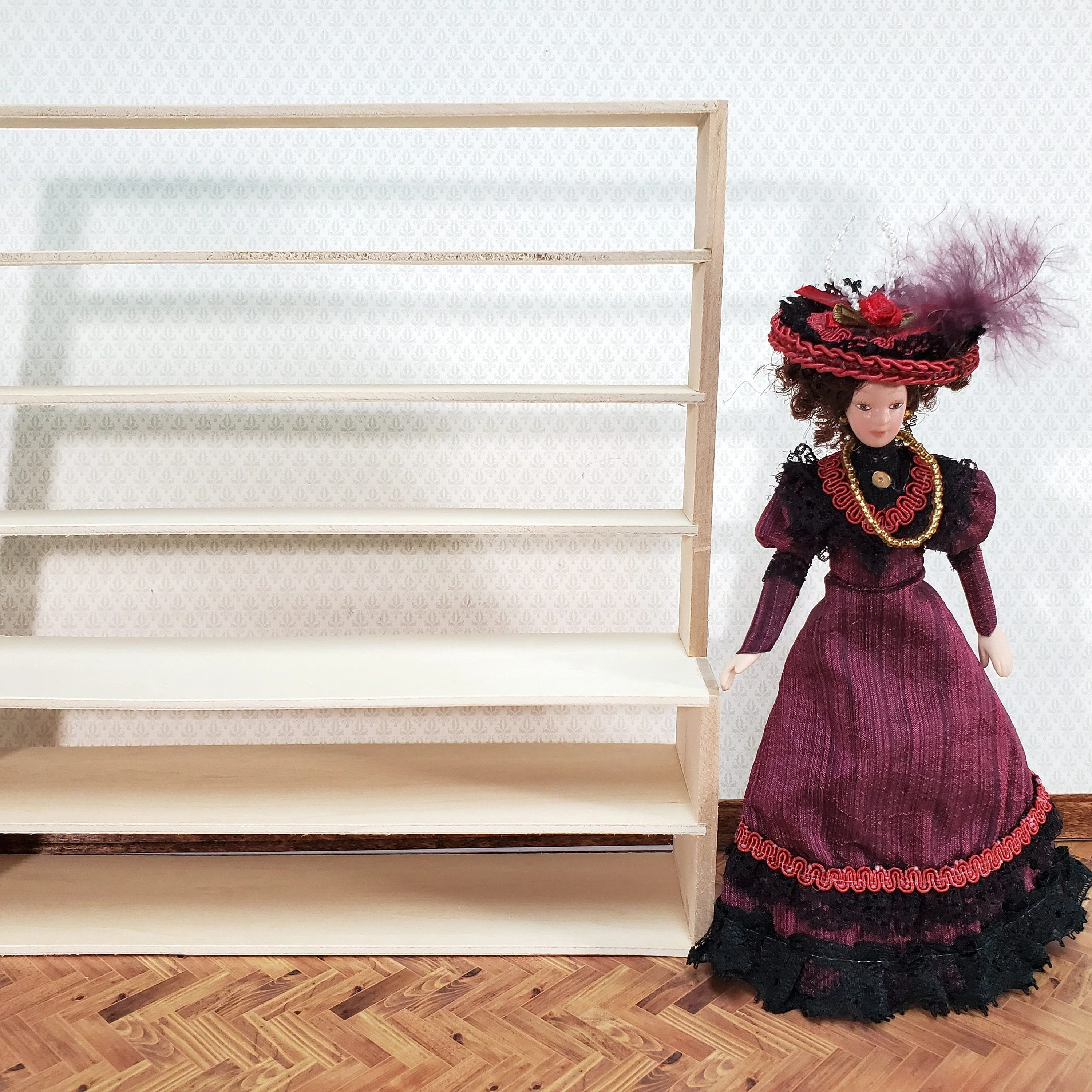 Dollhouse Shop Store Shelves Shelving Unpainted Wood Large 1:12 Scale Miniatures - Image 3